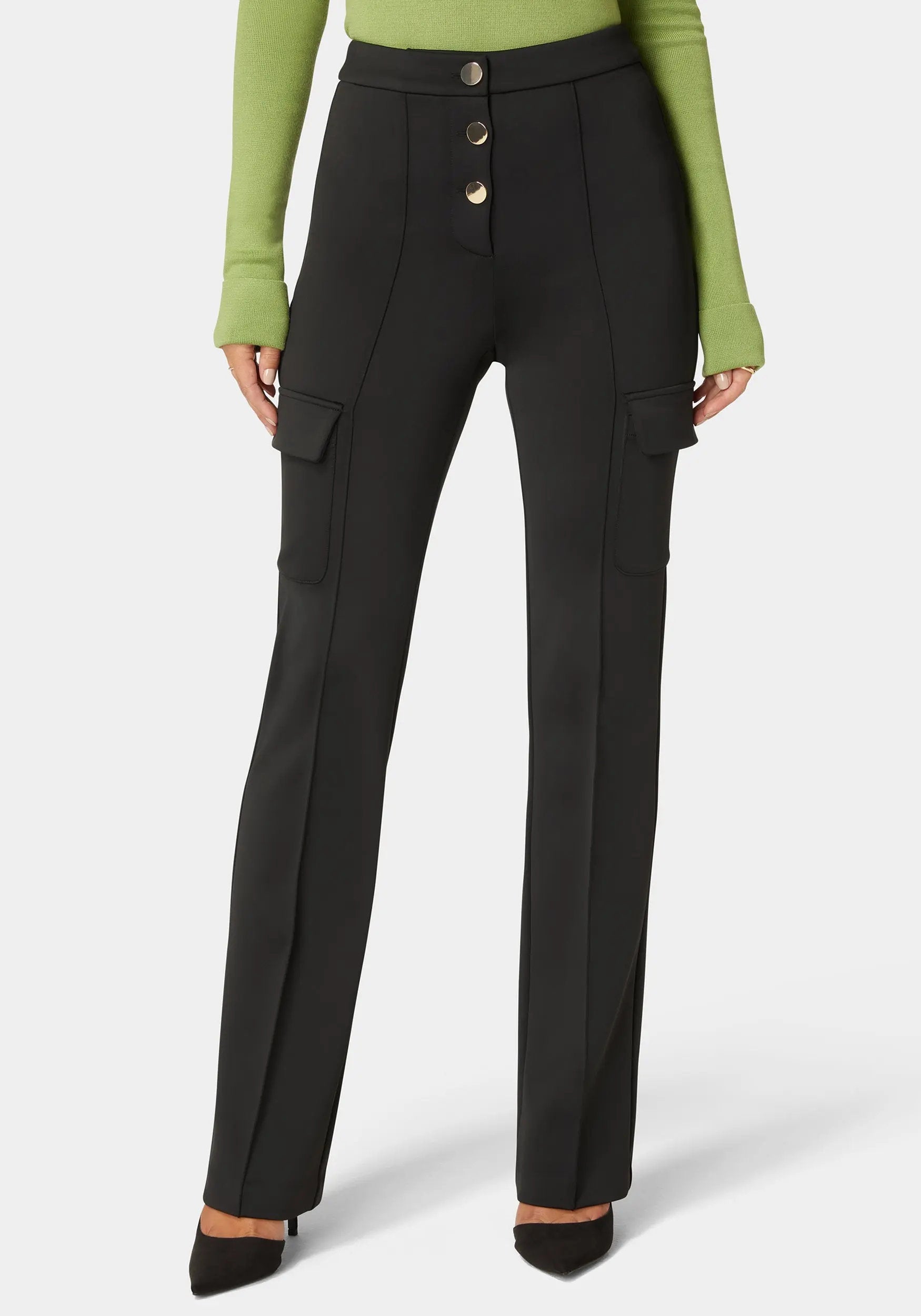 High Waist Straight Leg Patch Pocket Knit Pant_108487_BLACK_02