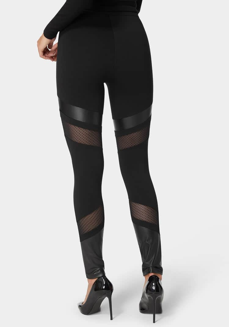 Natural Waist Swiss Dot & Vegan Leather Insert Pdr Legging_03