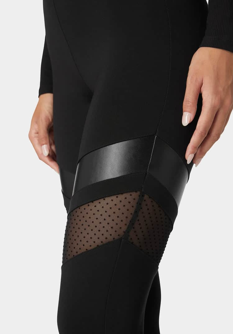 Natural Waist Swiss Dot & Vegan Leather Insert Pdr Legging_04
