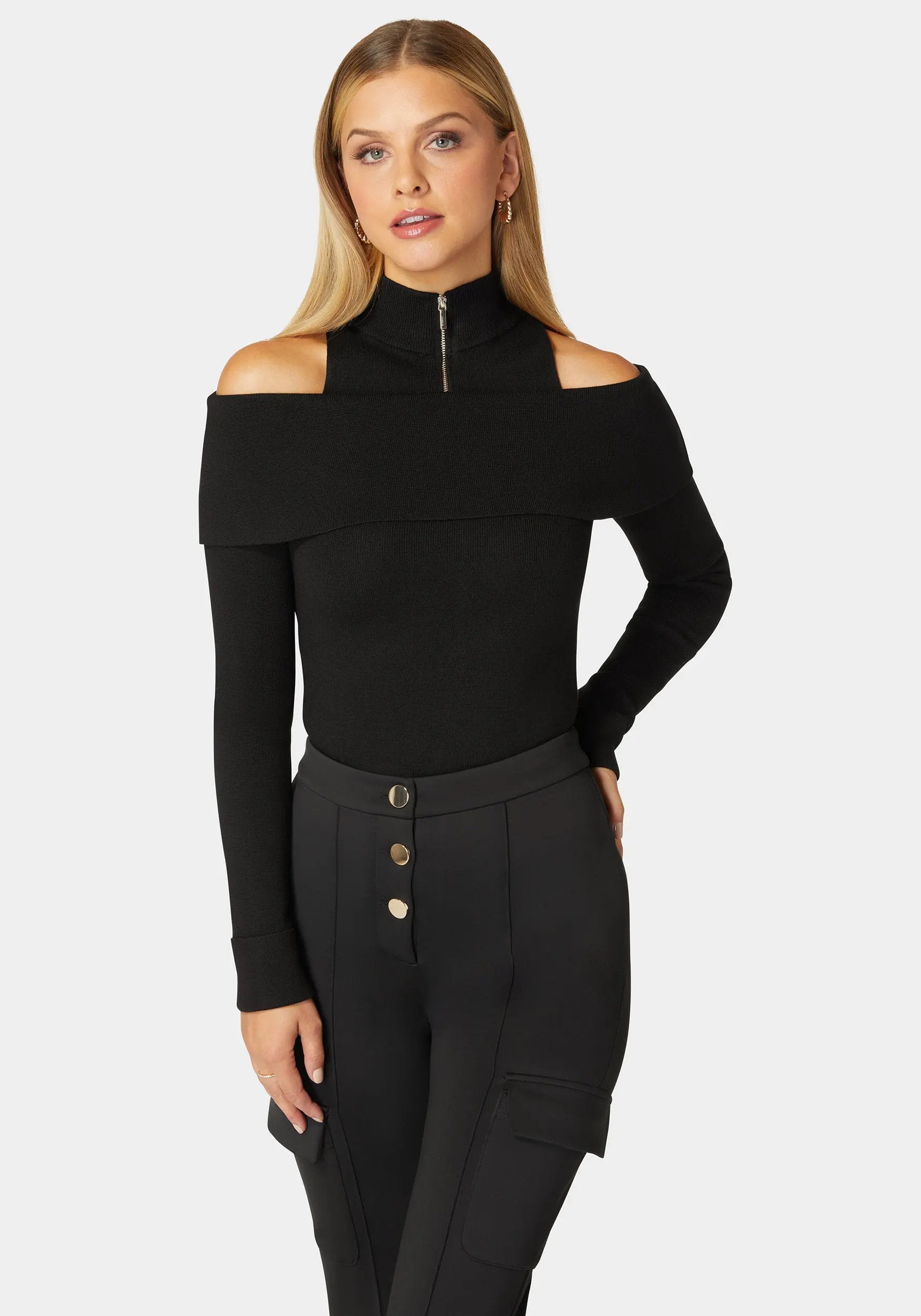 Ladies Knit Sweater_108544_BLACK_01
