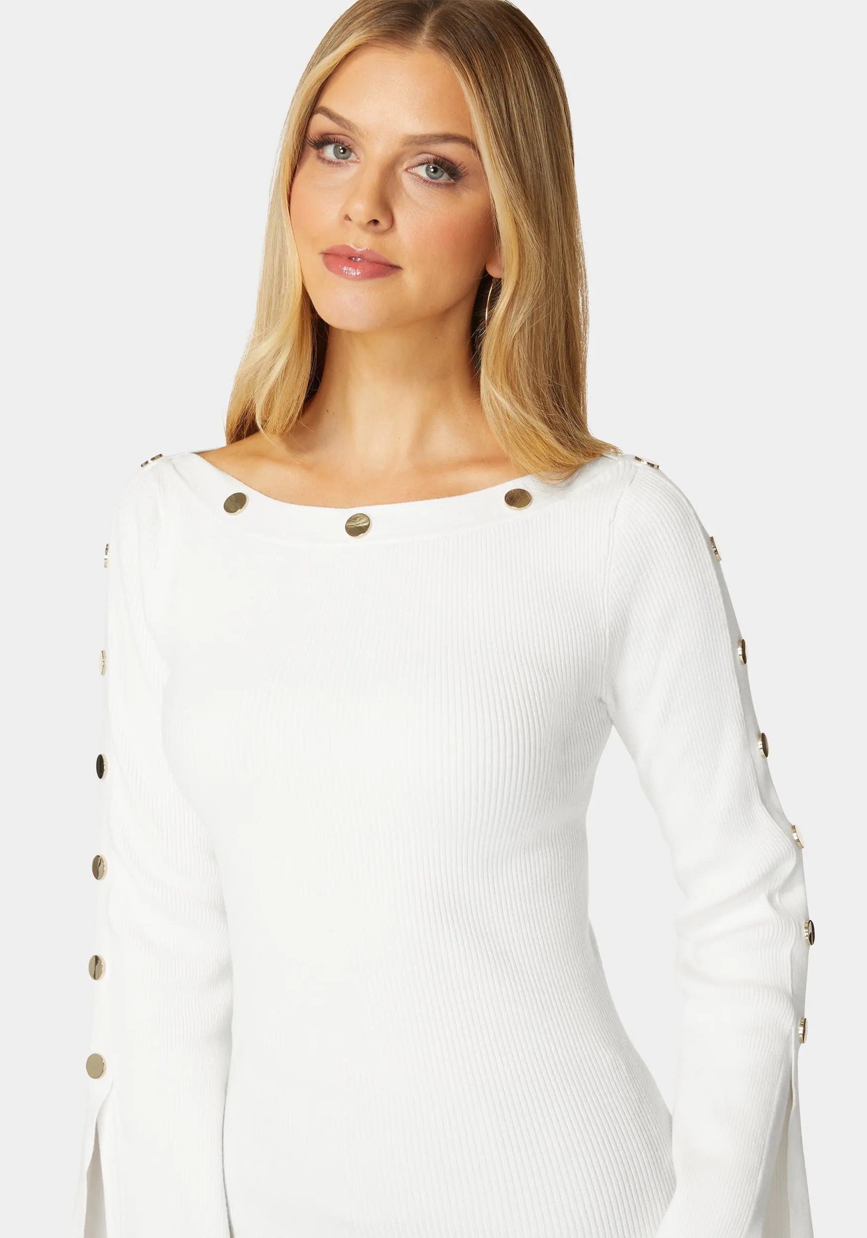 Off Shoulder Bateau Snapped Slit Sweater_108545_WHITE ALYSSUM_04