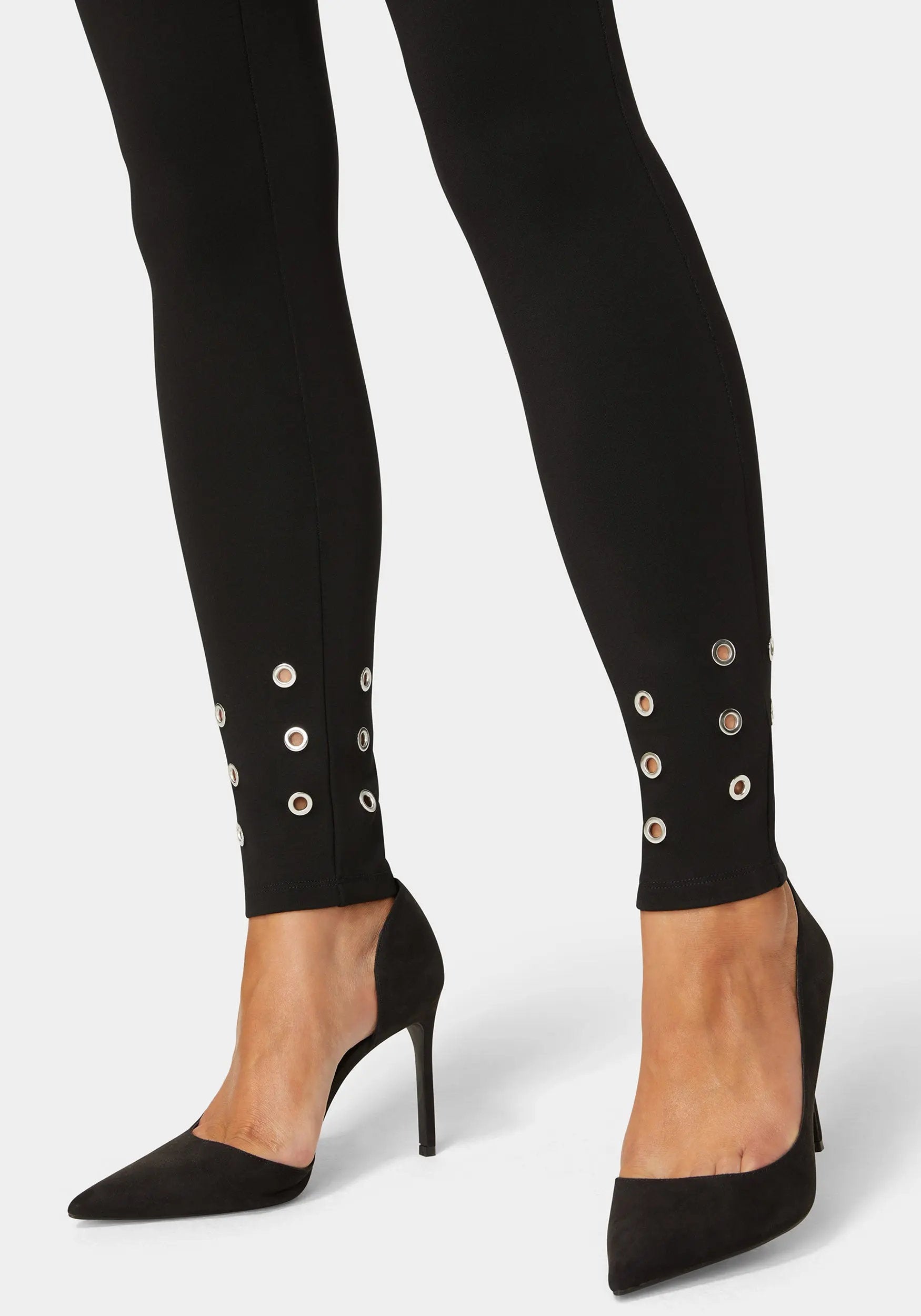 Natural Waist Grommet Detail Knit Legging_108550_BLACK_04