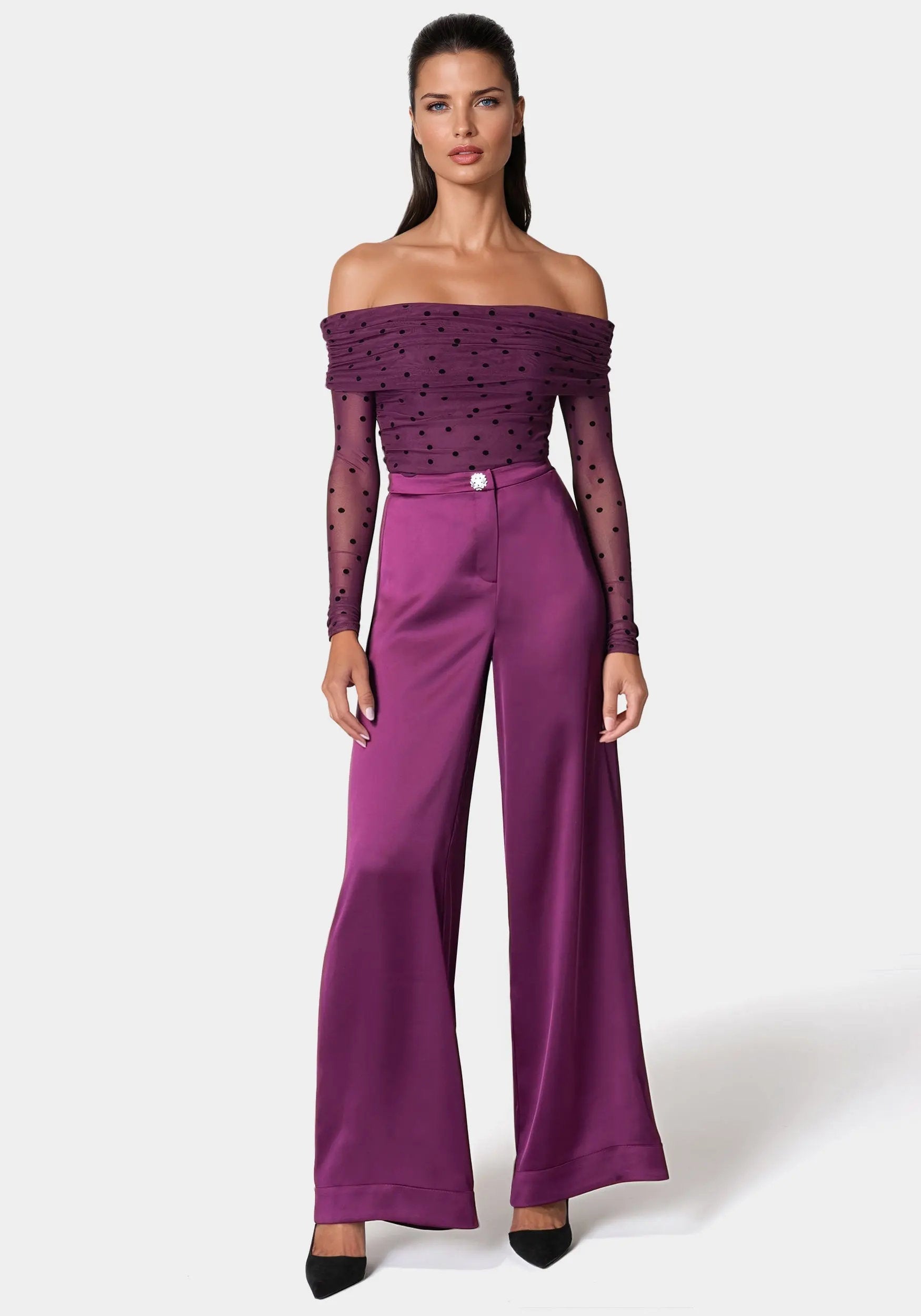 High Waist Satin Wide Leg Pant_108582_DARK PURPLE_01