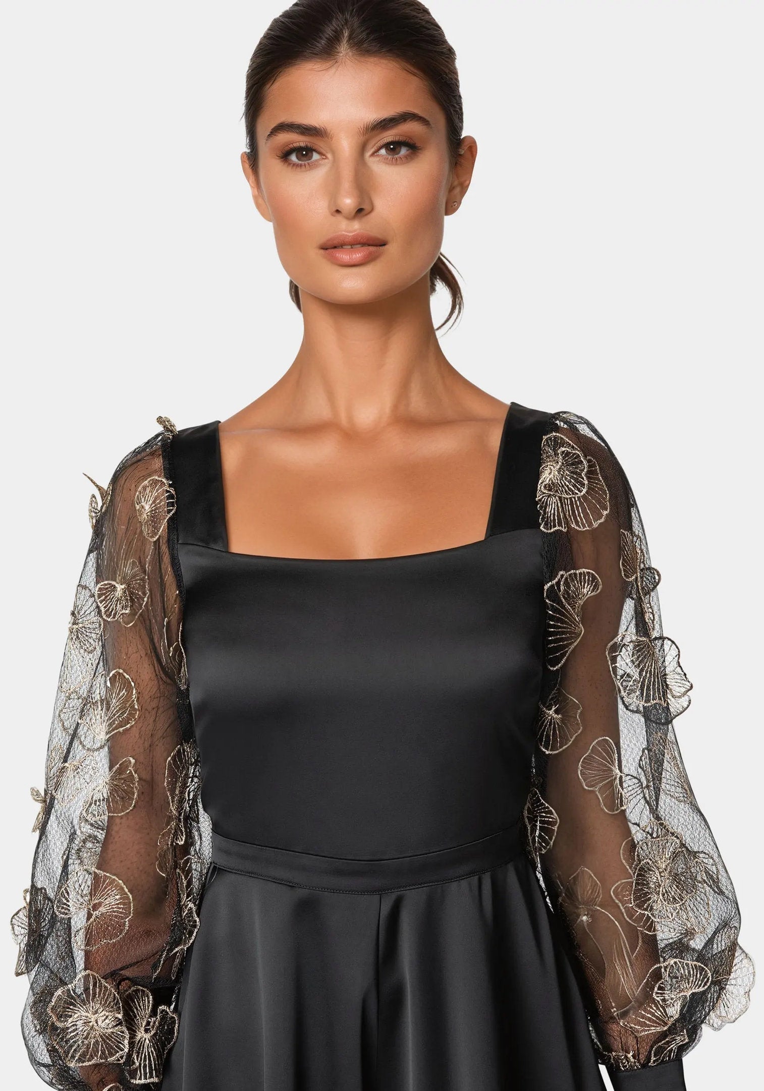 Gold Floral Lurex Combo Satin Romper_108597_BLACK - GOLD_04
