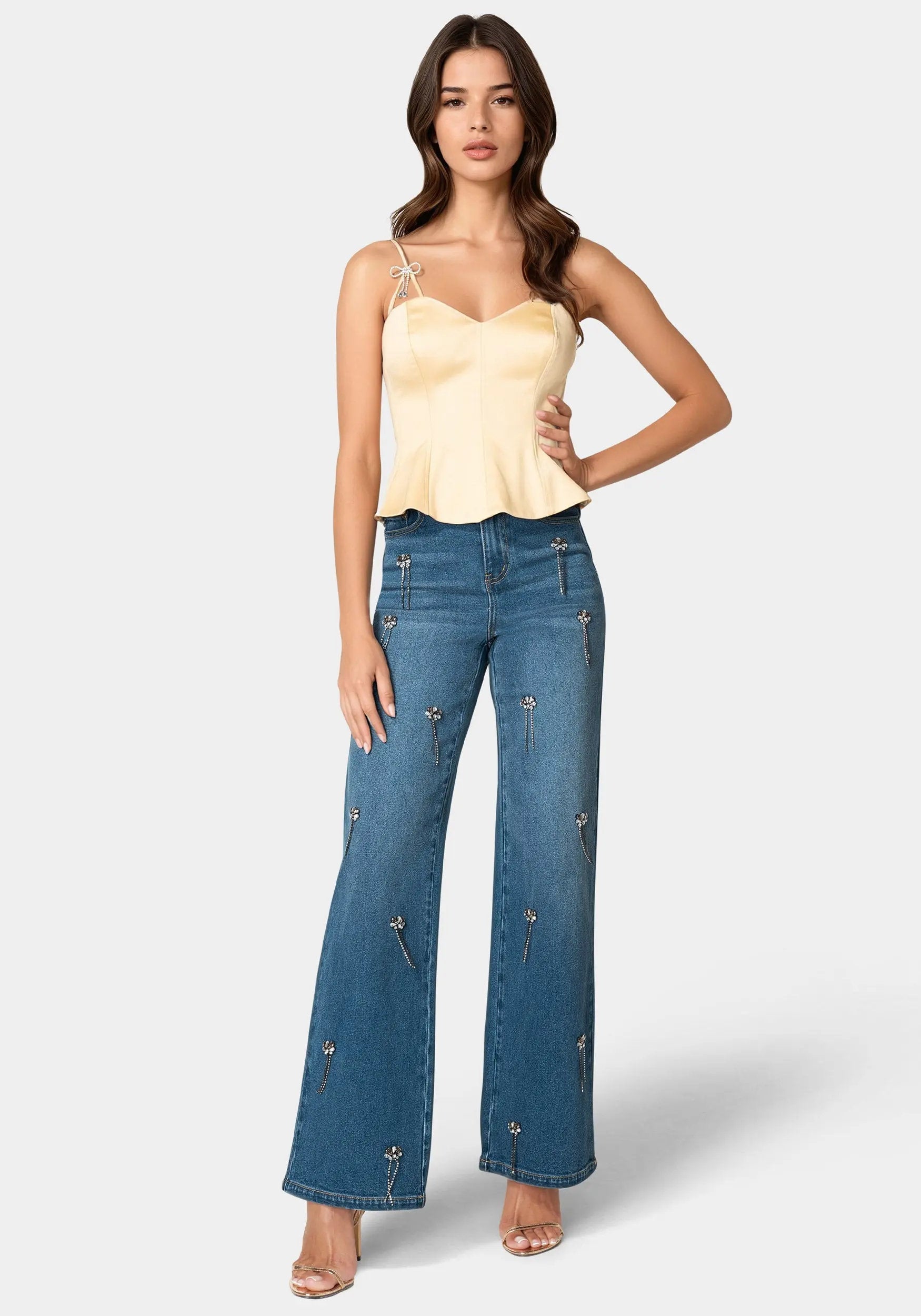 High Waist Clustered Rhinestone Wide Leg Jeans_108604_PALM SPRING BLUE WASH_01