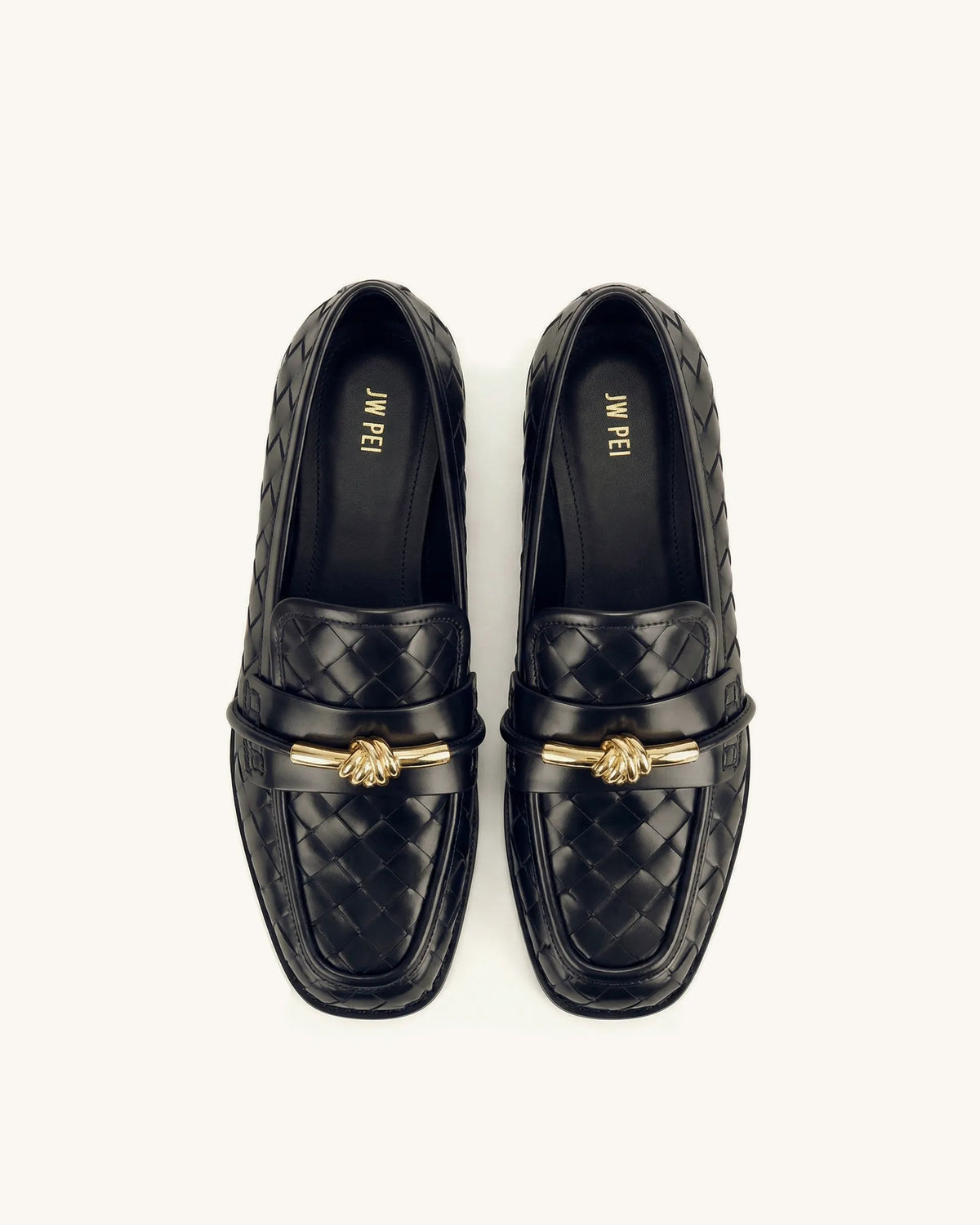 JW Pei Black Women Elowen Woven Horsebit Loafers SKU: 10LS26X002-1_Black Image 02