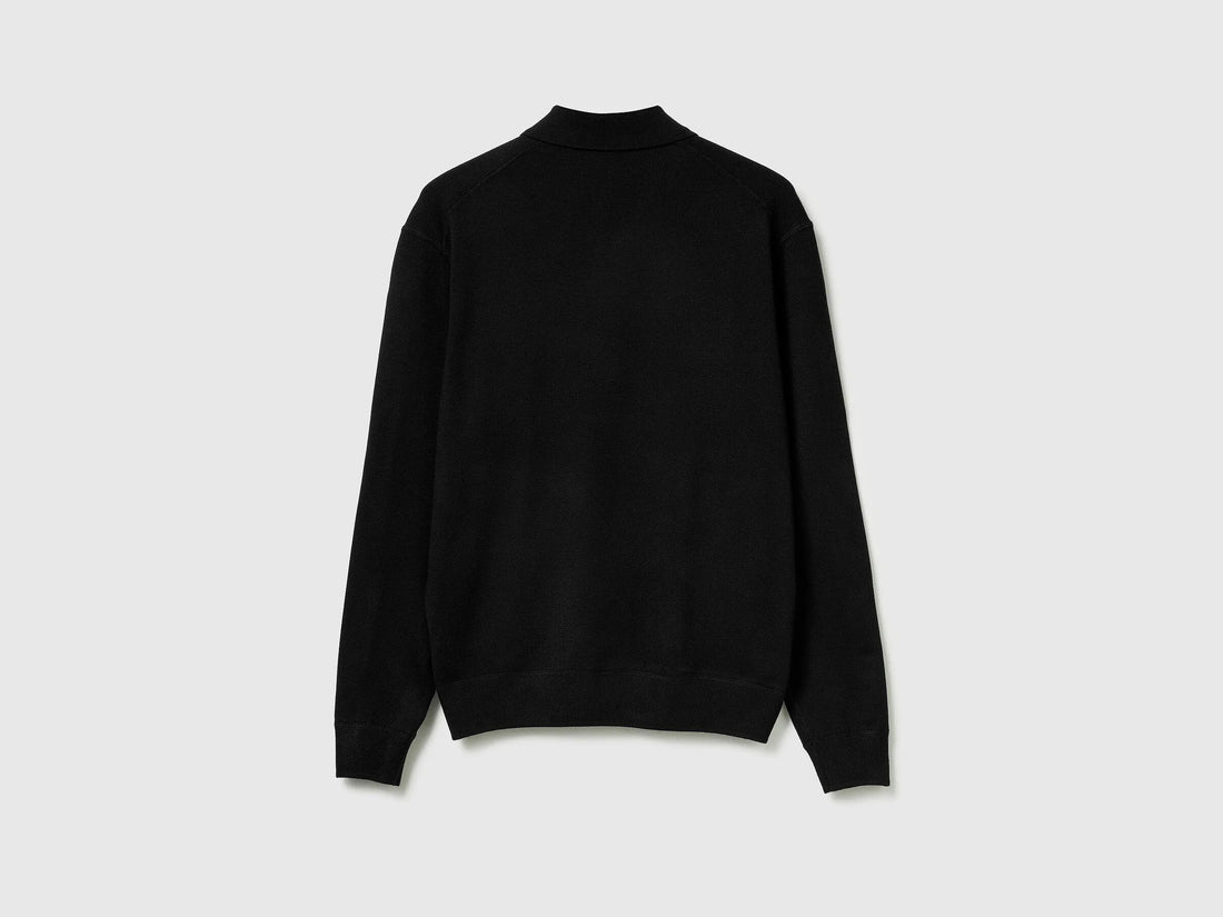 Benetton_Black_Knit Polo in Viscose Blend_110XU301L_100_02
