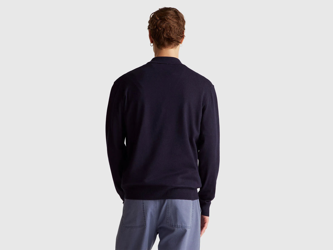 Benetton_Dark Blue_Knit Polo in Viscose Blend_110XU301L_3C1_02
