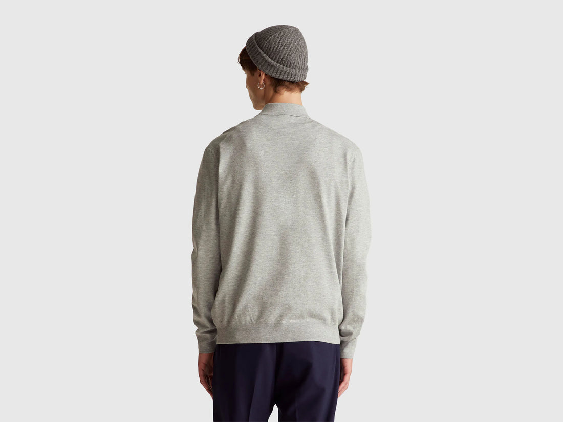 Benetton_Light Gray_Knit Polo in Viscose Blend_110XU301L_501_02