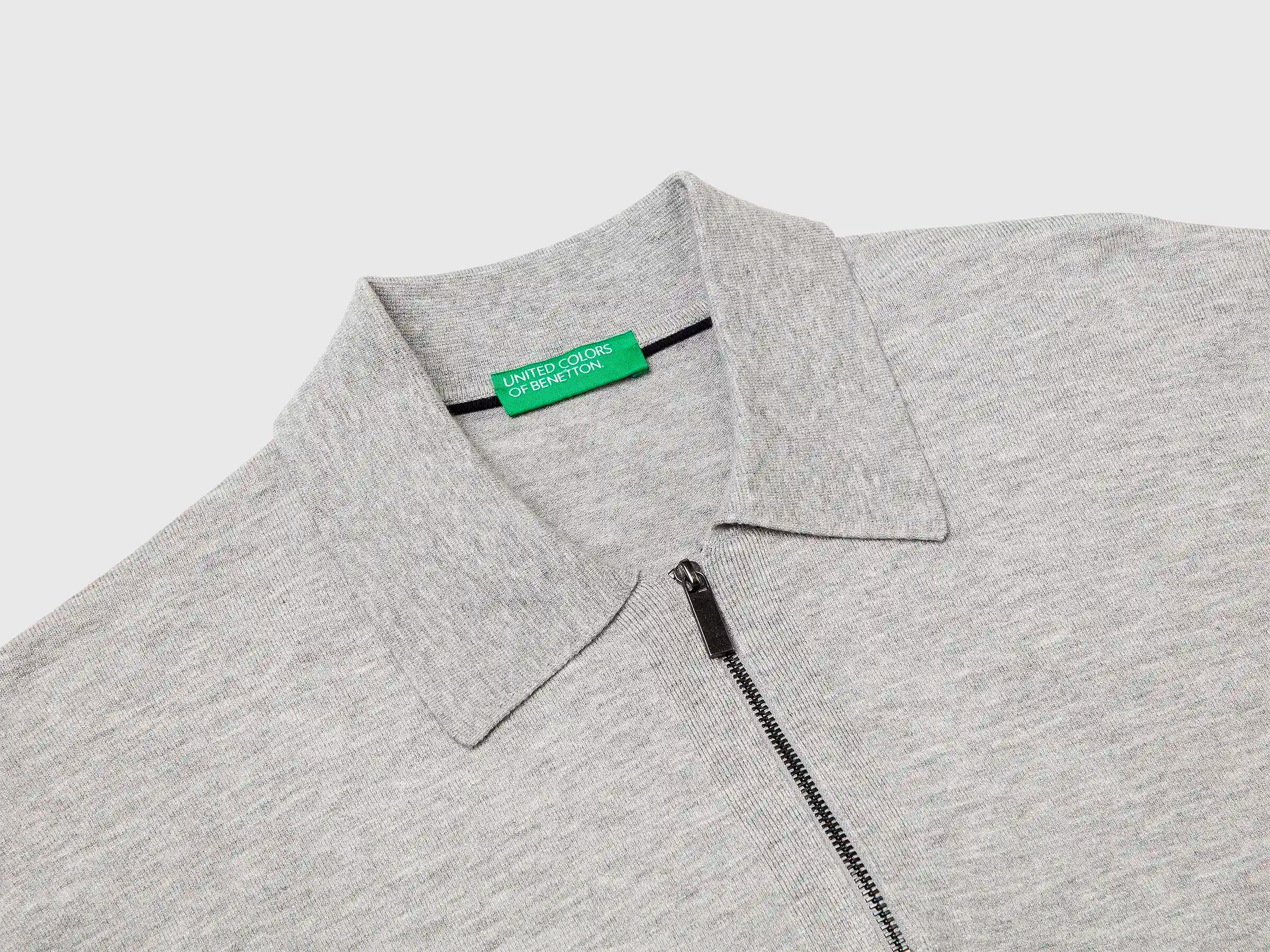 Benetton_Light Gray_Knit Polo in Viscose Blend_110XU301L_501_03