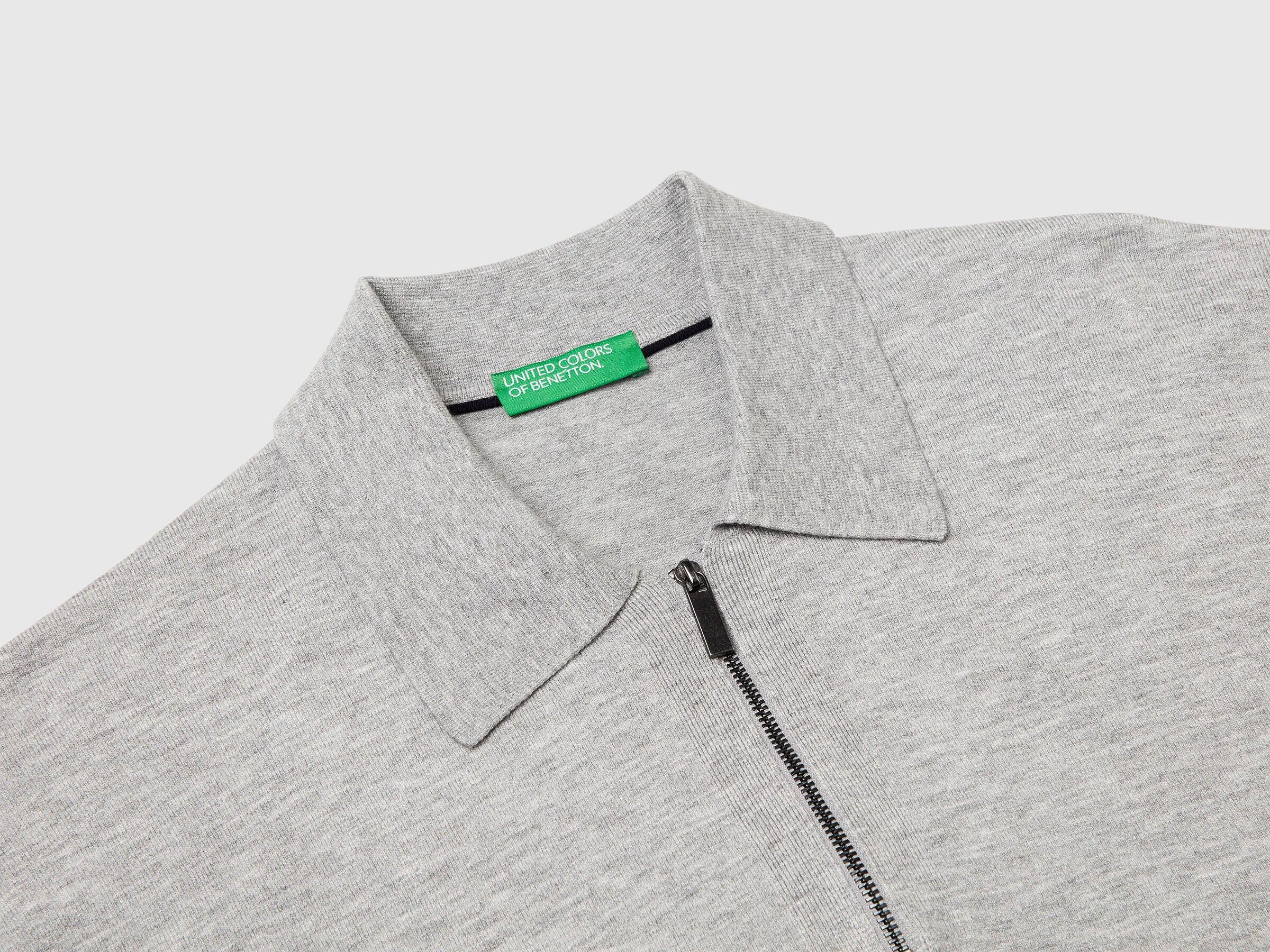 Benetton_Light Gray_Knit Polo in Viscose Blend_110XU301L_501_07
