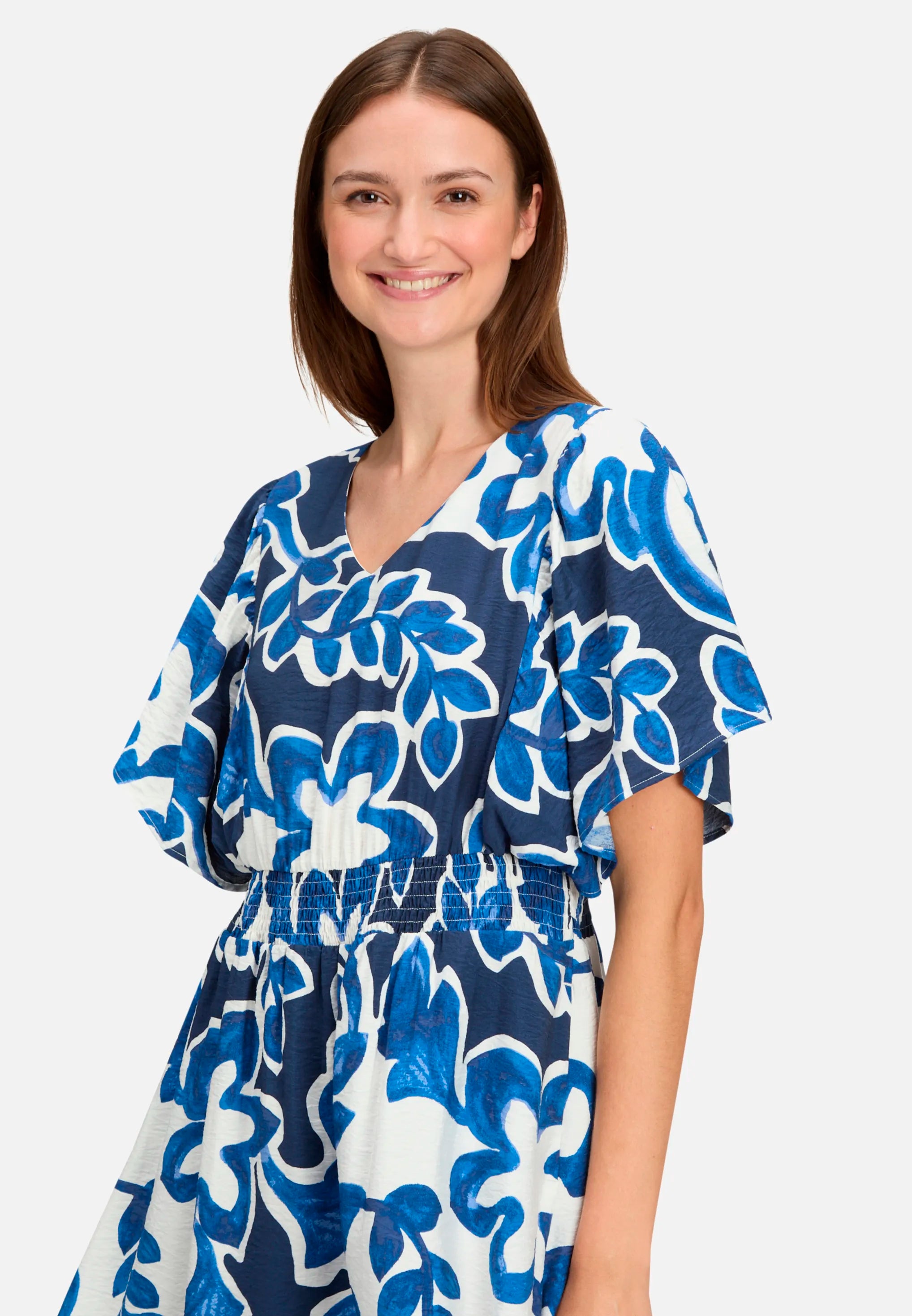 Betty Barclay Cream/Dark Blue Women Summer Dress with Floral Print SKU: 1137-3369_1883 Image 05