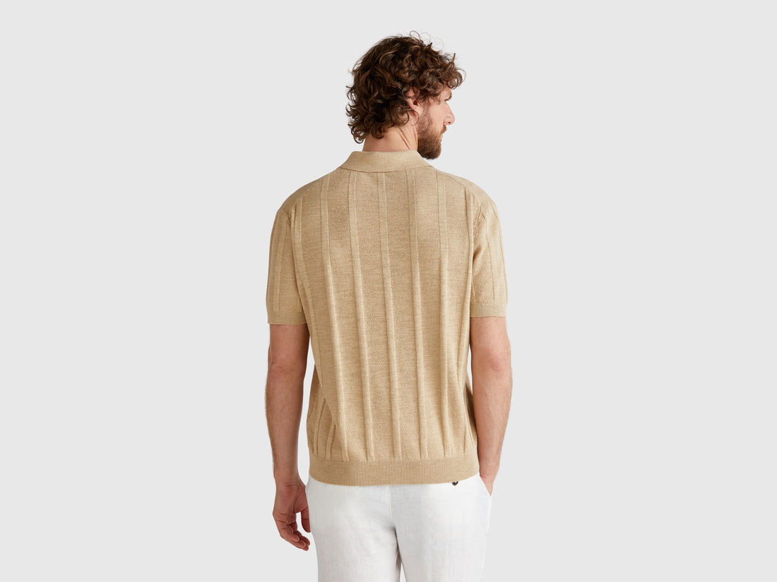 Benetton_Knit Polo in Linen Blend_115GK301G_393_02