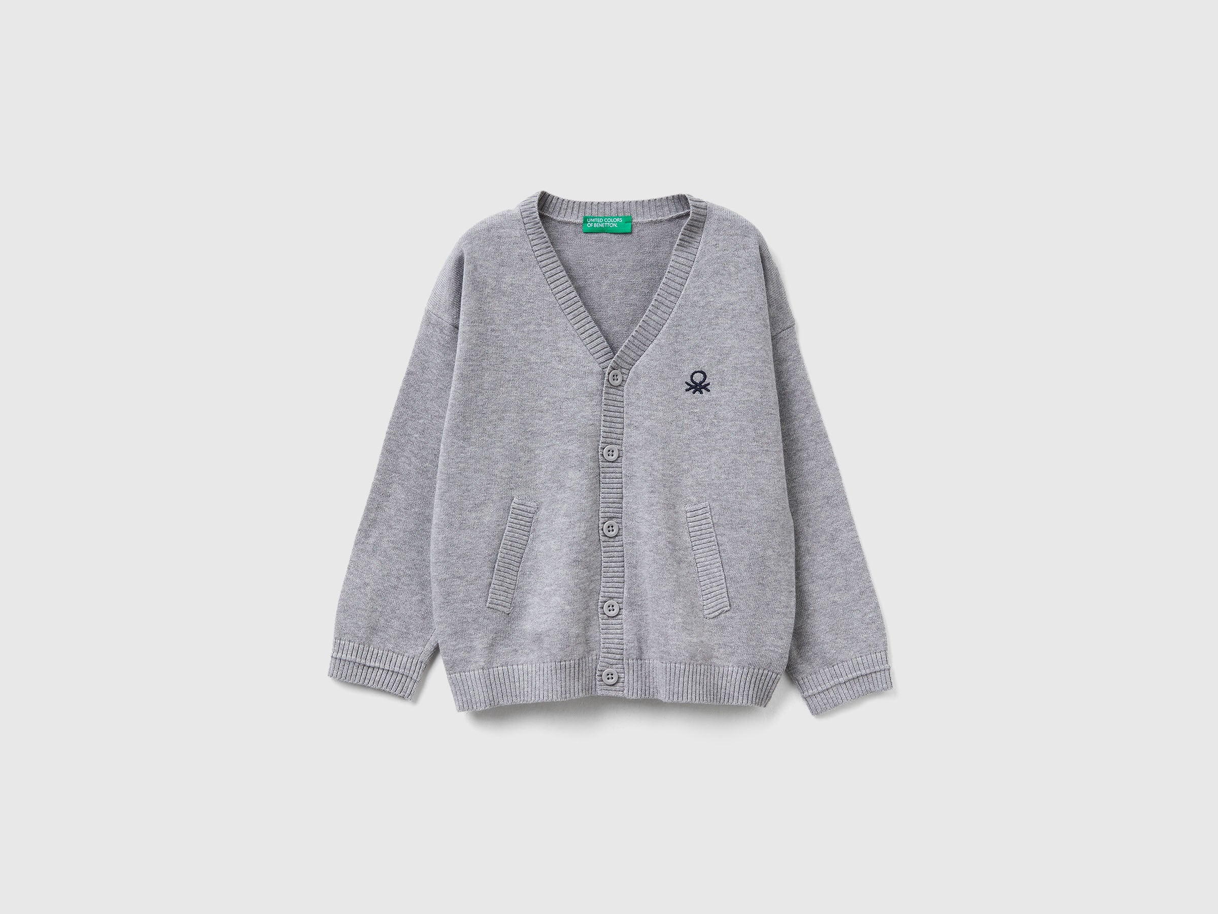 Benetton_Light Gray_V-Neck Cardigan_120YG600G_501_01