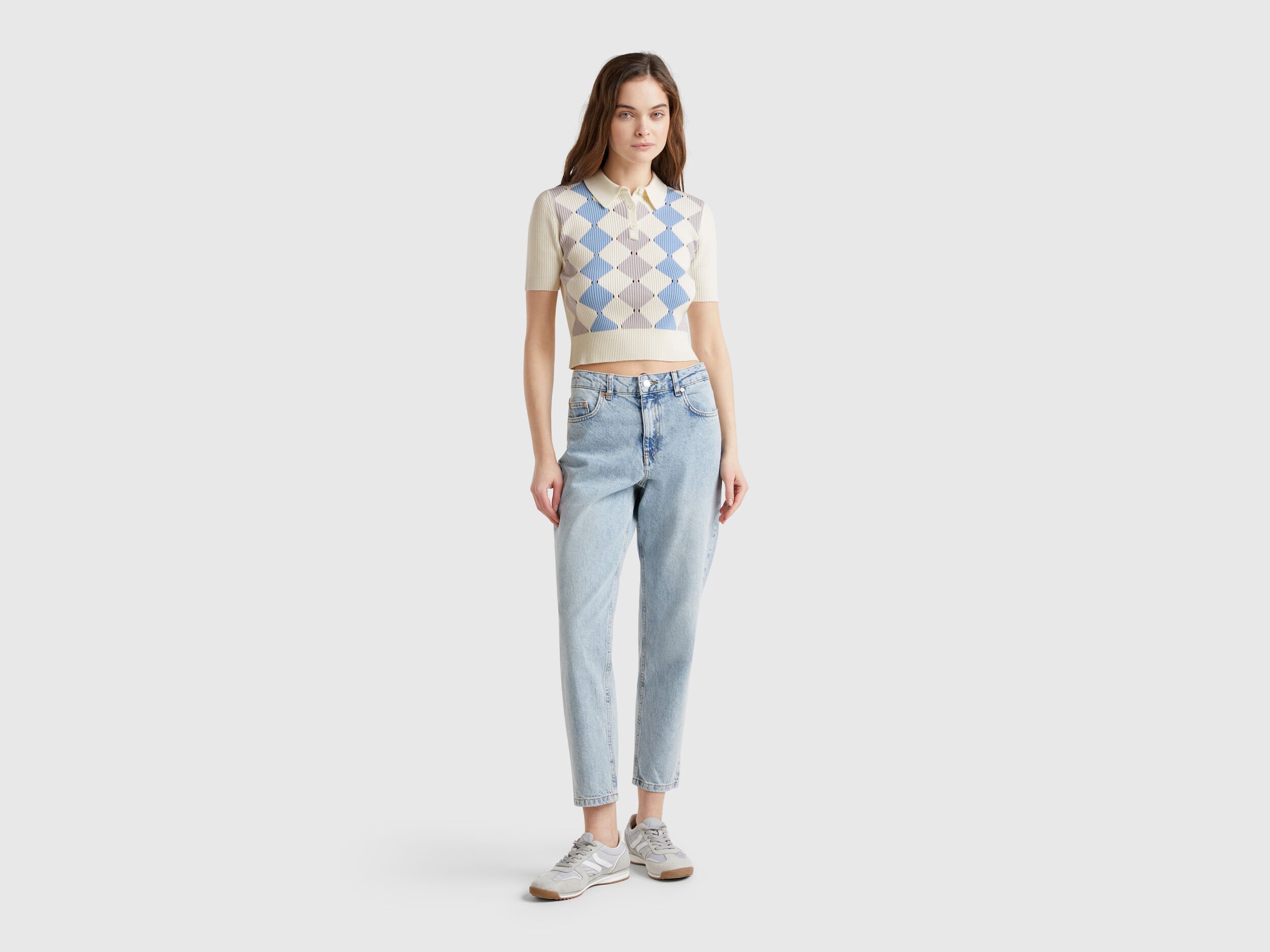 Benetton_Knit Polo with Diamond Inlay_124ME3019_674_03