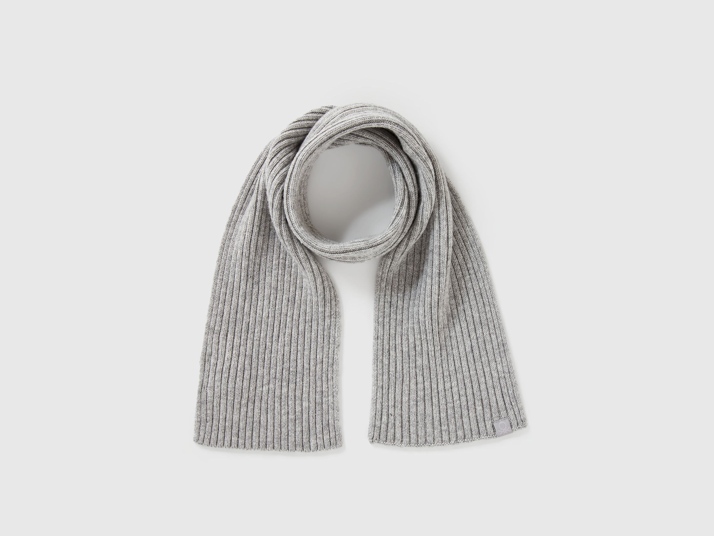 Benetton_Light Gray_Wool Blend Knit Scarf_126WGU005_501_01