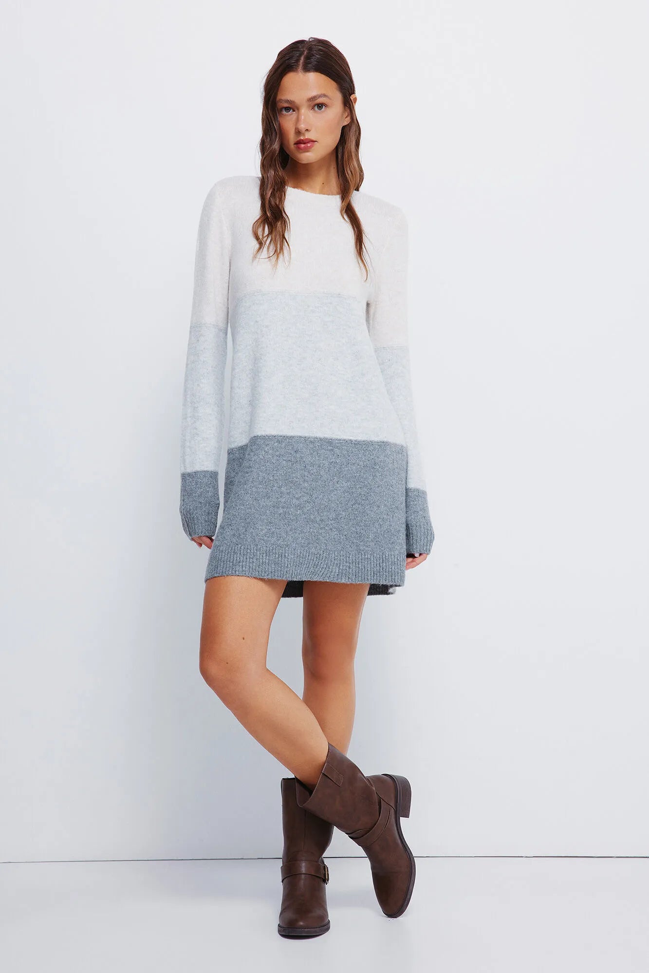 Springfield_grey_Short Color Block Jersey-Knit Dress_1332574_47_01