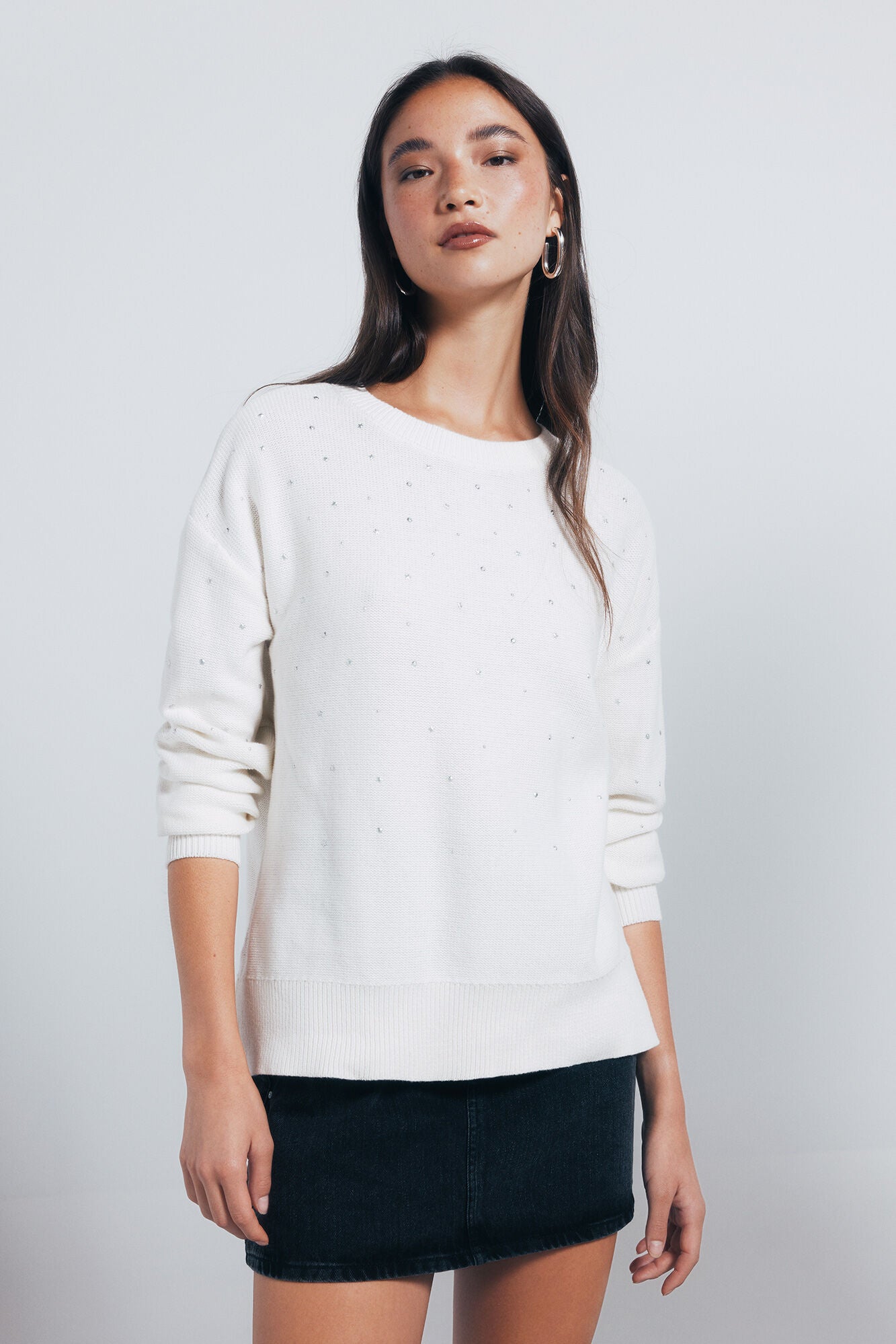 Springfield_Light_Brown_Gradient Crystal Studded Sweater_1332582_32_01
