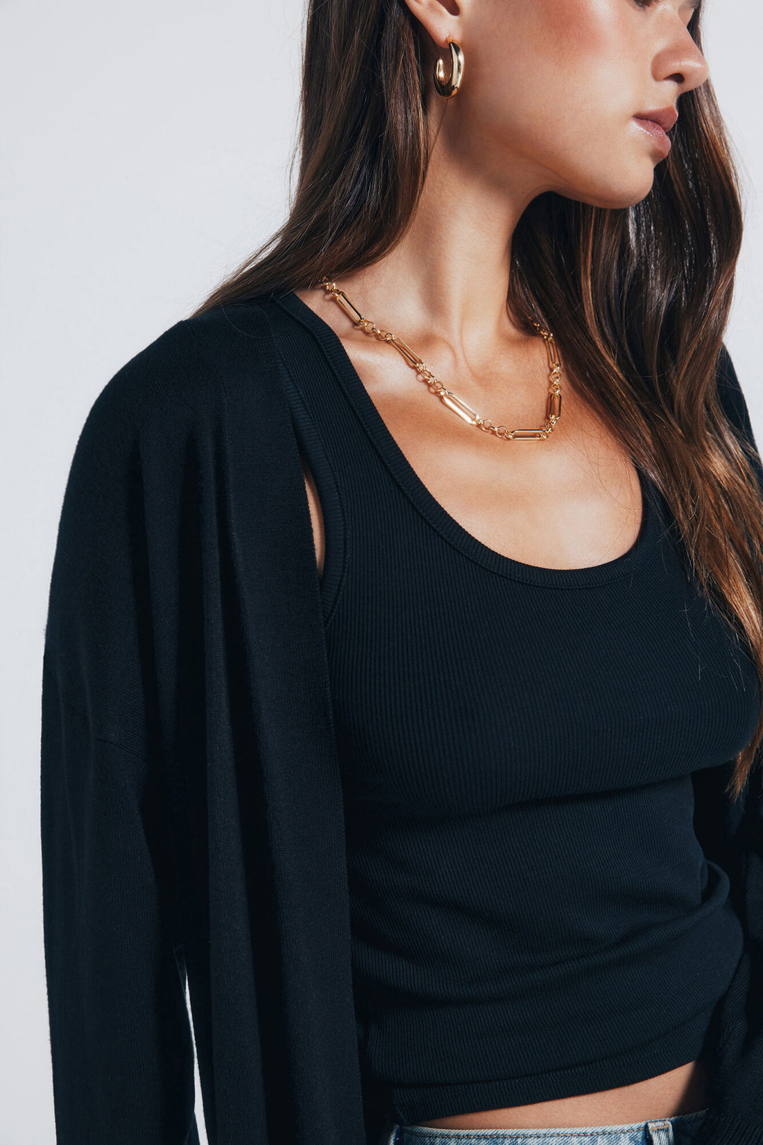 Springfield_Black_Lightweight Open Cardigan_1342582_01_04