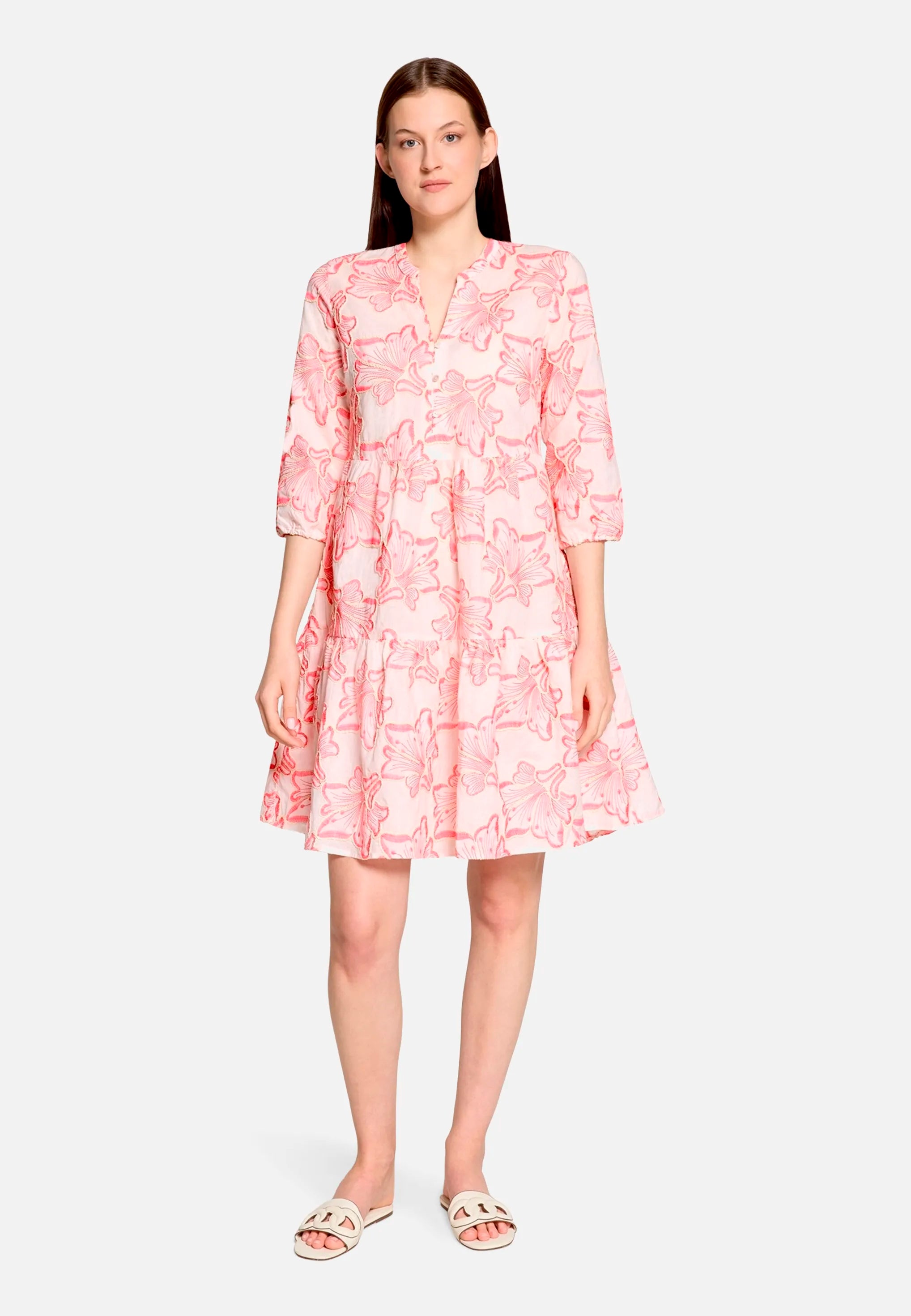 Betty Barclay Rose/Pink Women Tiered Dress with Embroidery SKU: 1352-3245_4845 Image 01