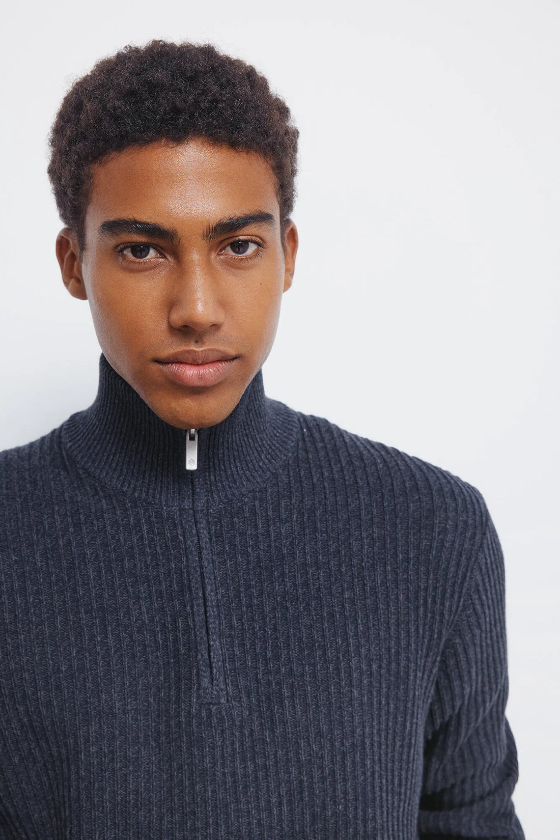 Springfield_blue_Ribbed Zip Fastening Jumper_1402501_11_02