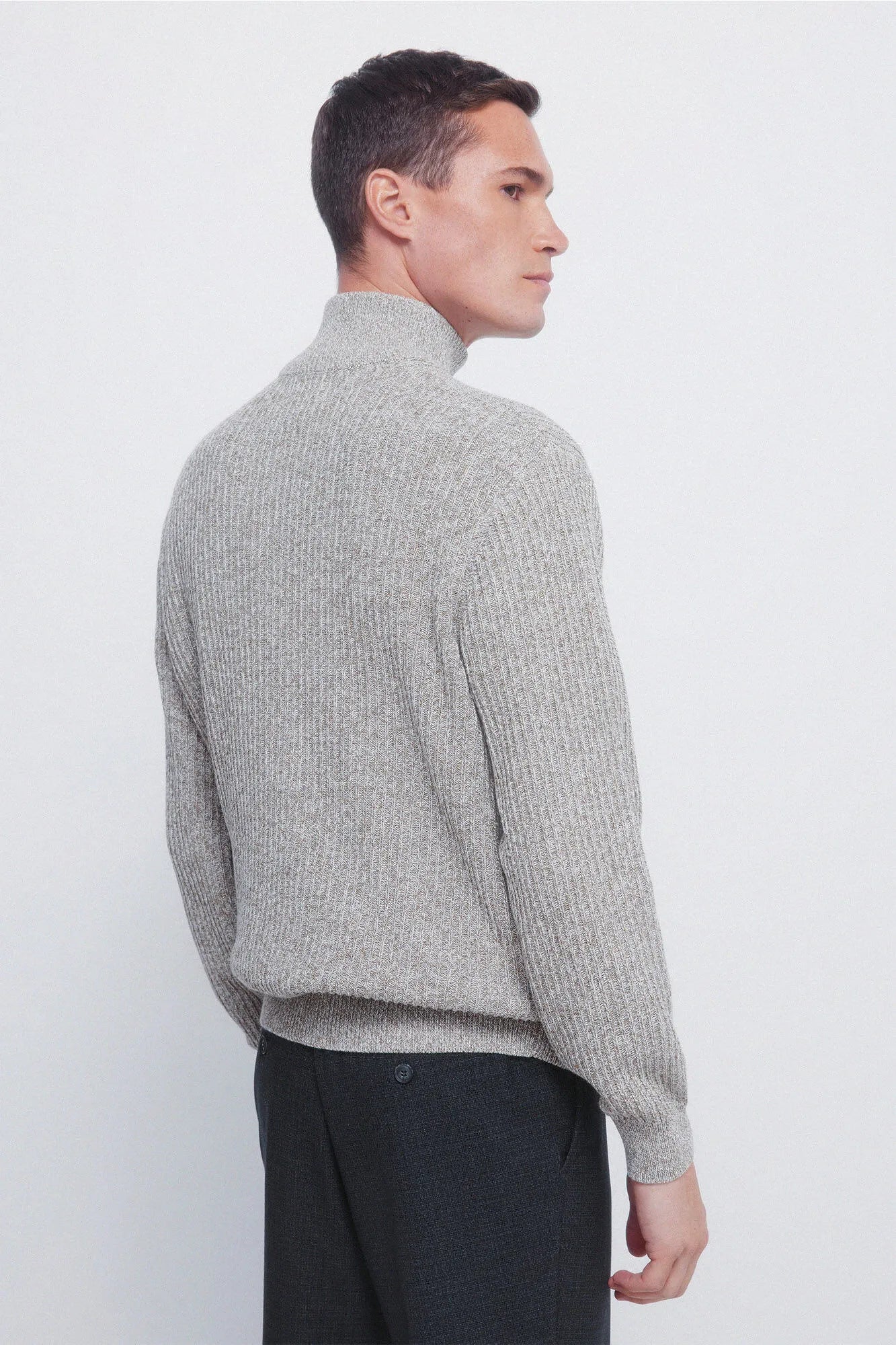 Springfield_Light Grey/Silver_Ribbed Zip Fastening Jumper_1402502_48_03