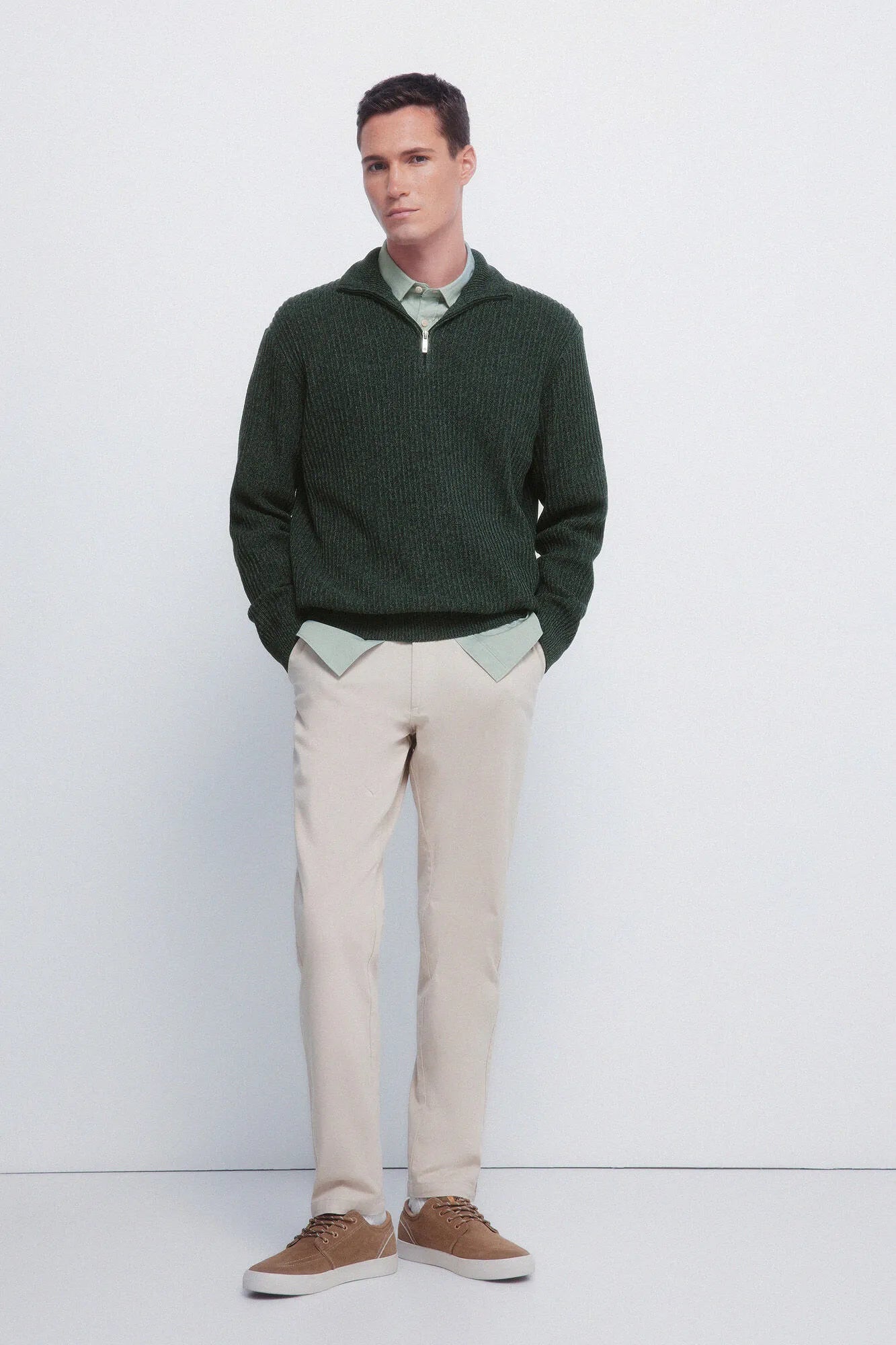Springfield_Beige/Camel_Ribbed Zip Fastening Jumper_1402503_54_04