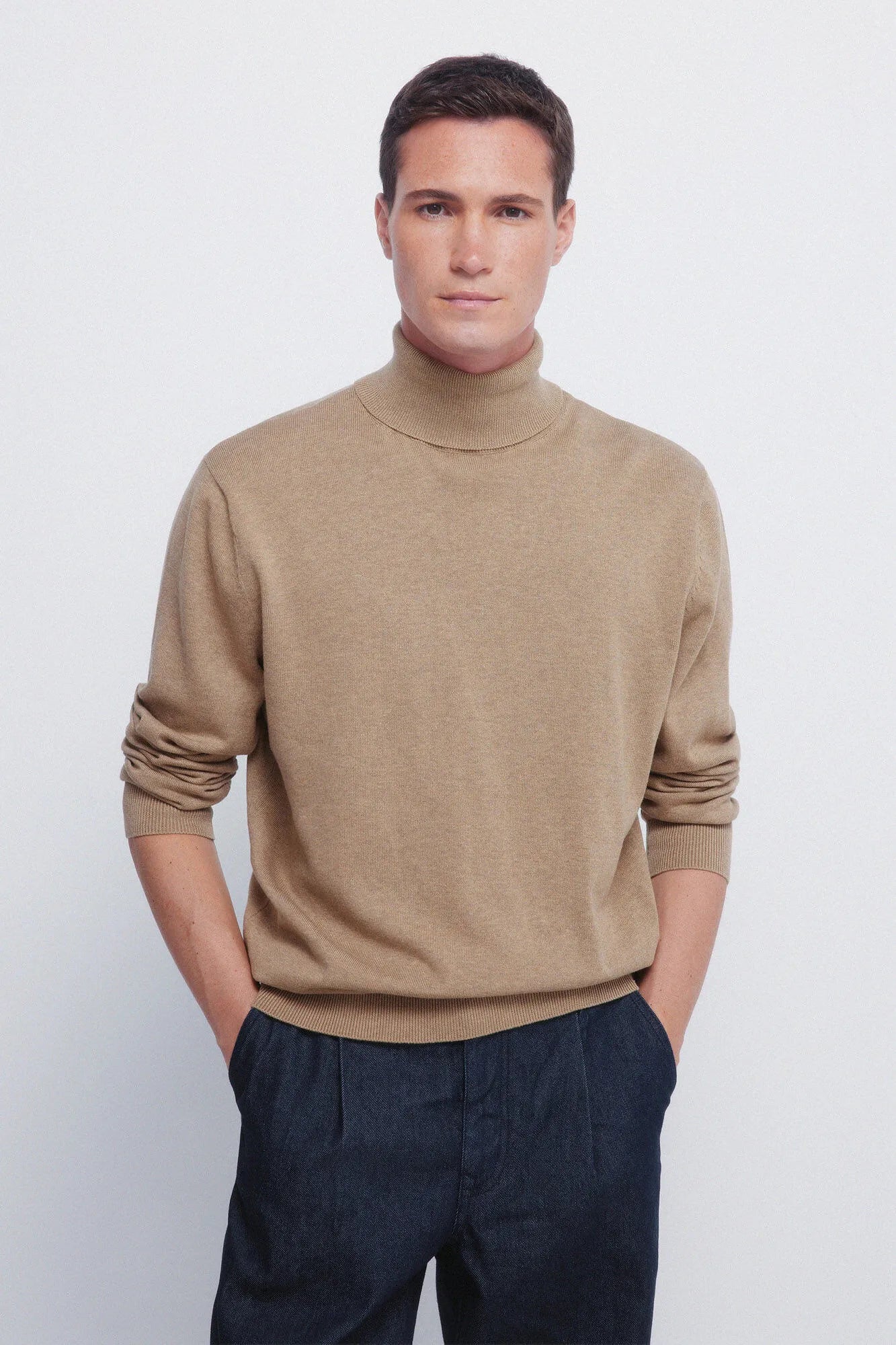 Springfield_Beige/Camel_Basic High Neck Jumper_1402511_52_01