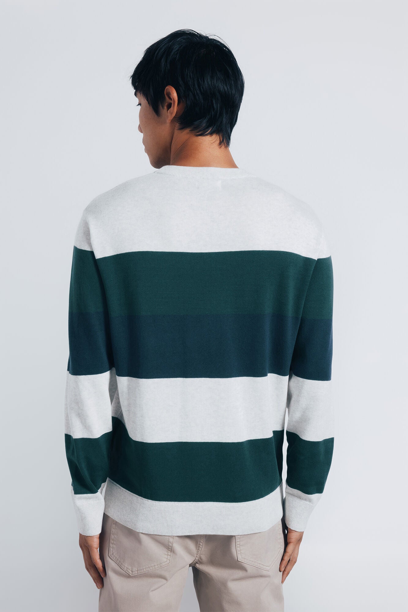 Springfield_Green_Color Block Striped Jersey_1402513_23_04