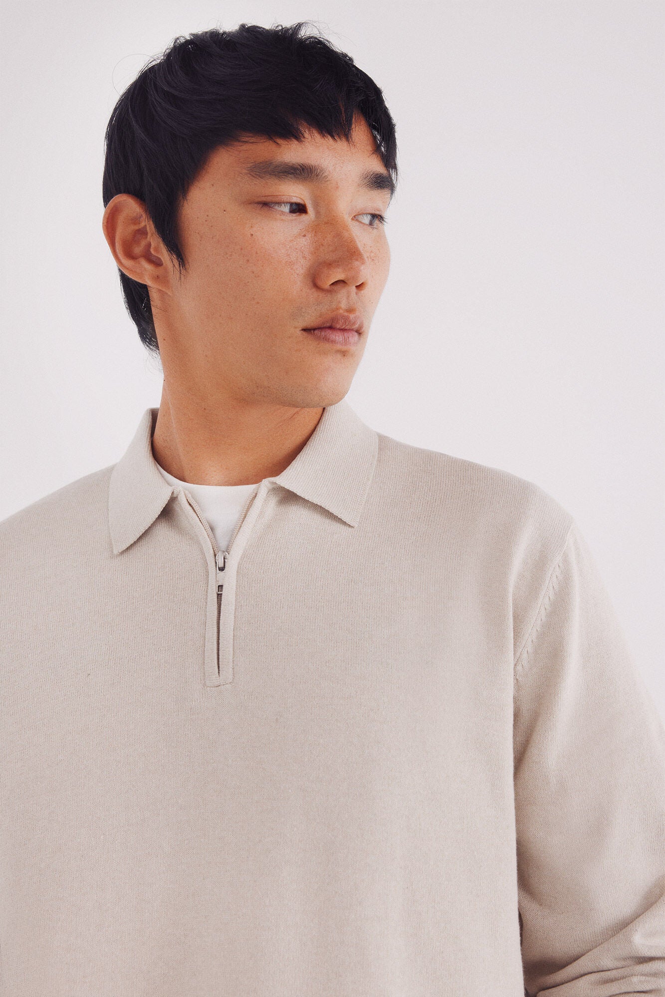 Springfield_Beige_Polo Shirt Neck Zip Fastening Jersey_1402514_38_02