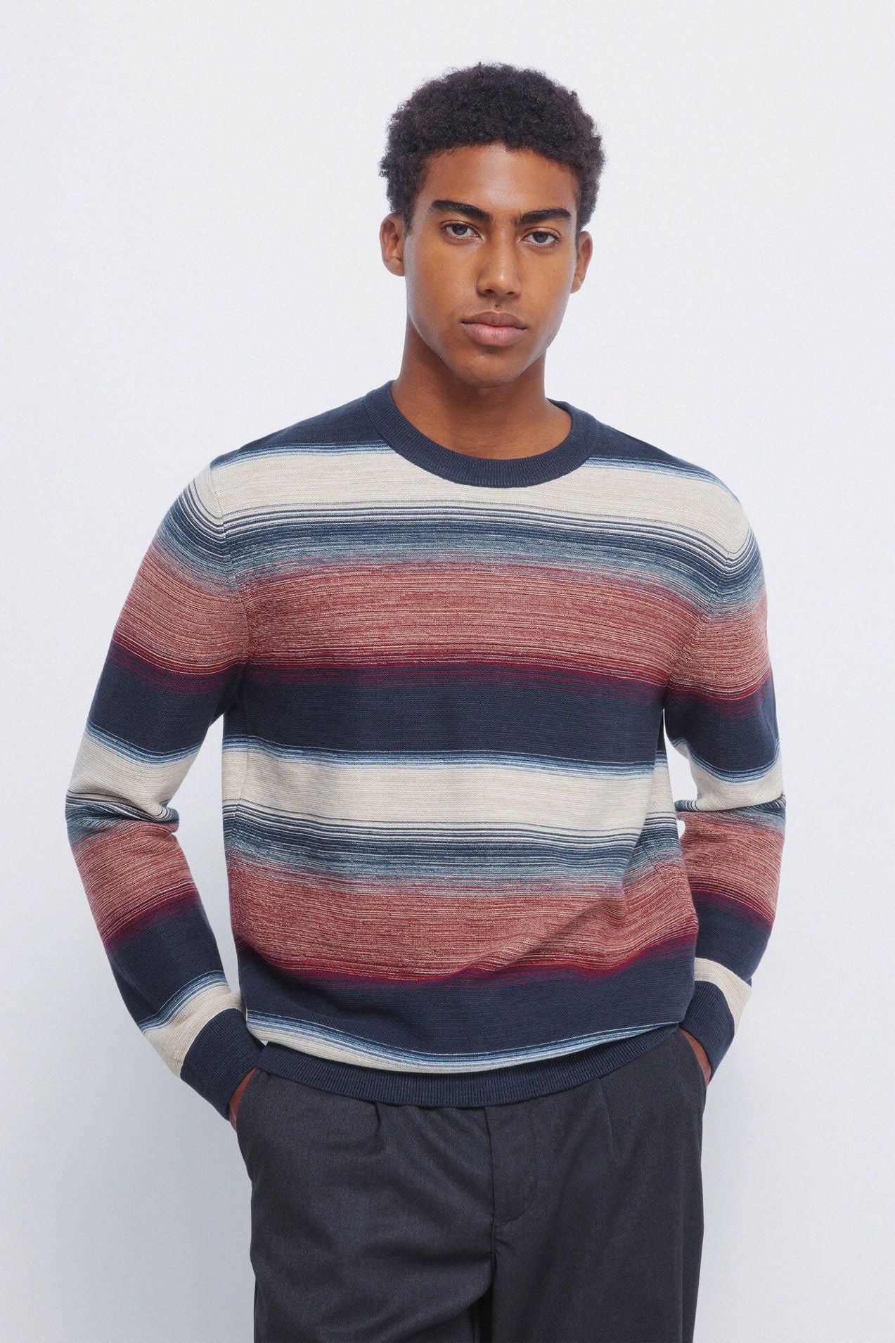 Springfield_Multicoloured_Structured Multi-Stripe Jersey_1402516_66_01