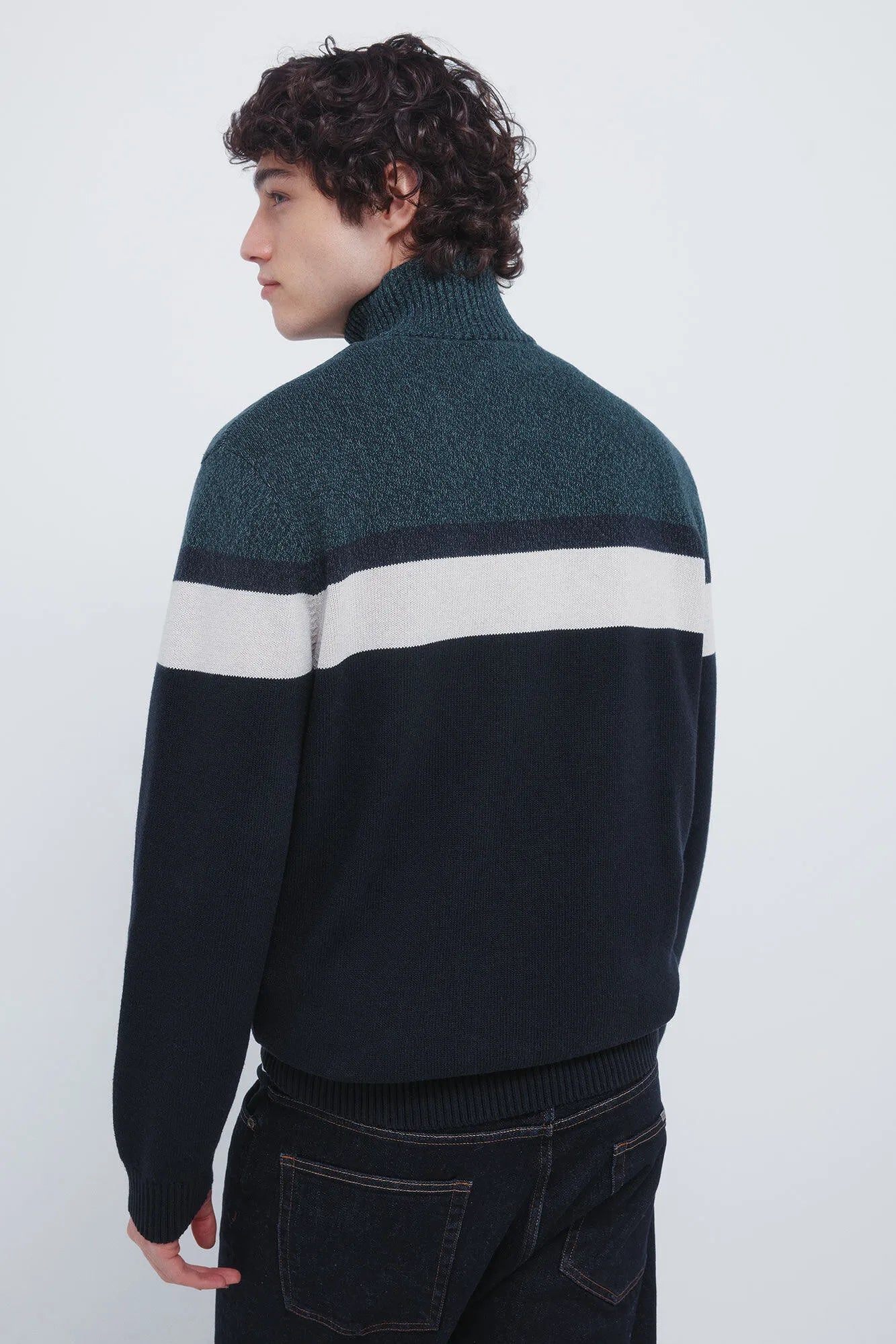 Springfield_Green_Color Block Zip Fastening Jumper_1402528_23_04