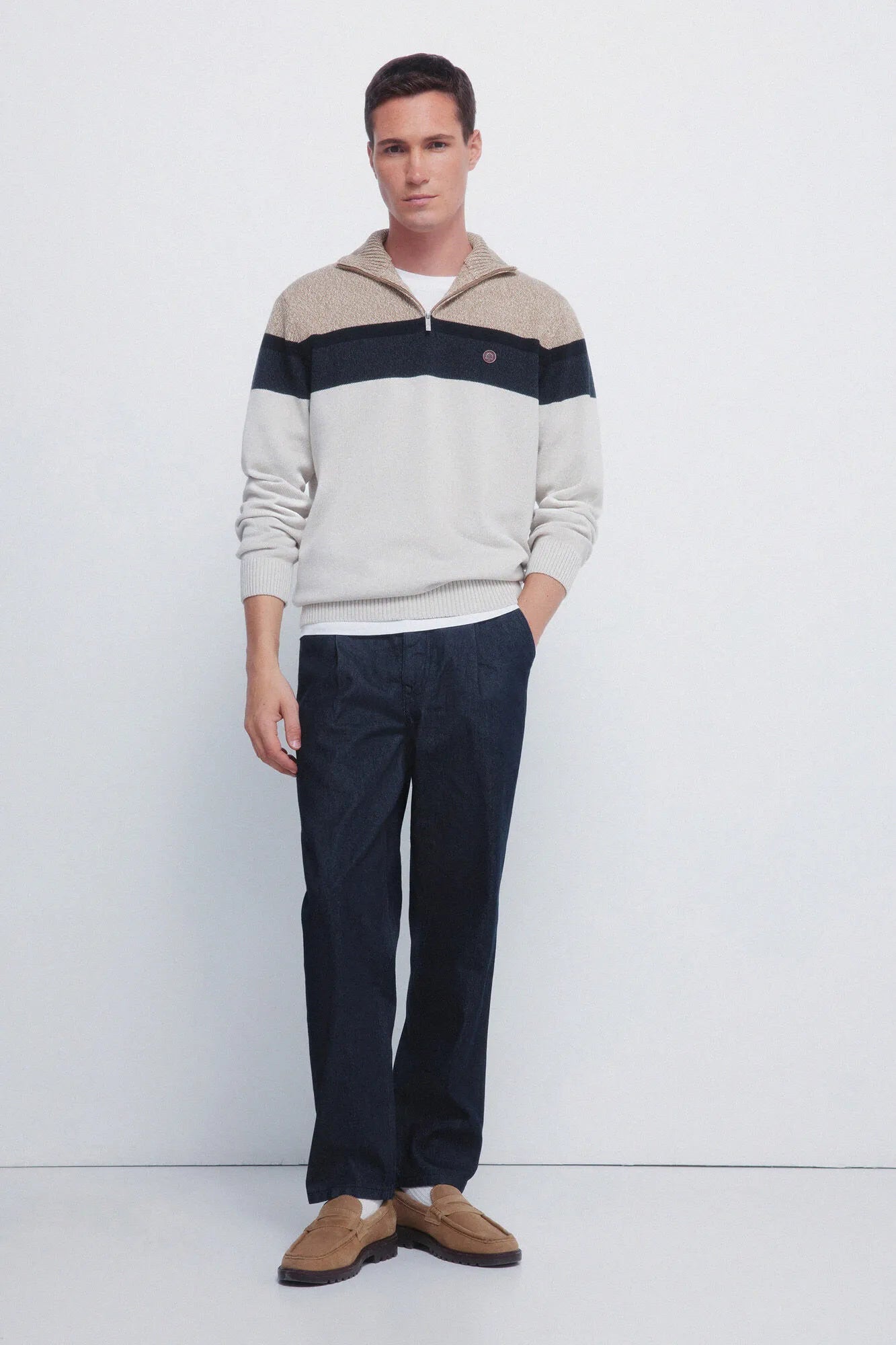 Springfield_0_Color Block Zip Fastening Jumper_1402529_48_03