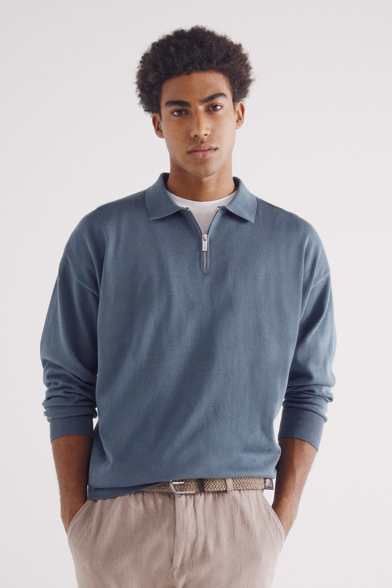 Springfield_Polo Shirt Neck Zip Fastening Jersey_1419682_83_01