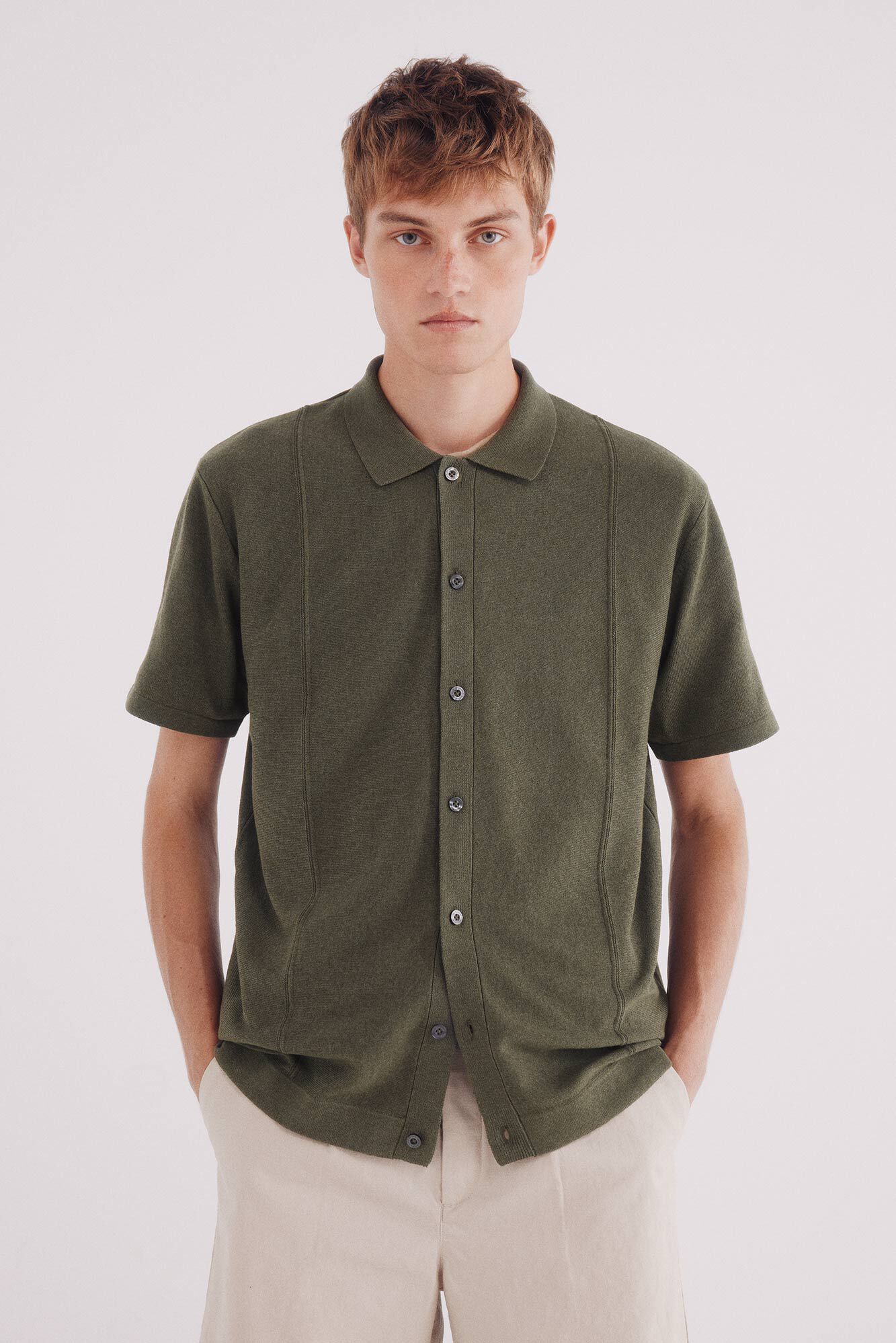 Springfield_Green_Short Sleeve Vertical Striped Cardigan_1422865_92_01