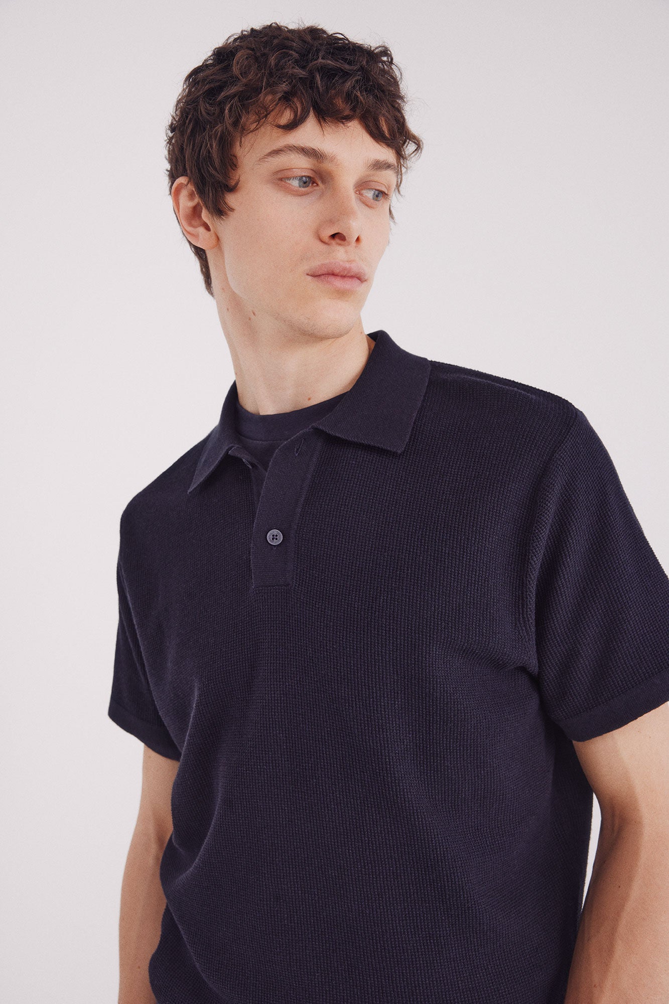 Springfield_Blue_Short Sleeve Jersey with Polo Shirt Neck Structure_1422866_10_02