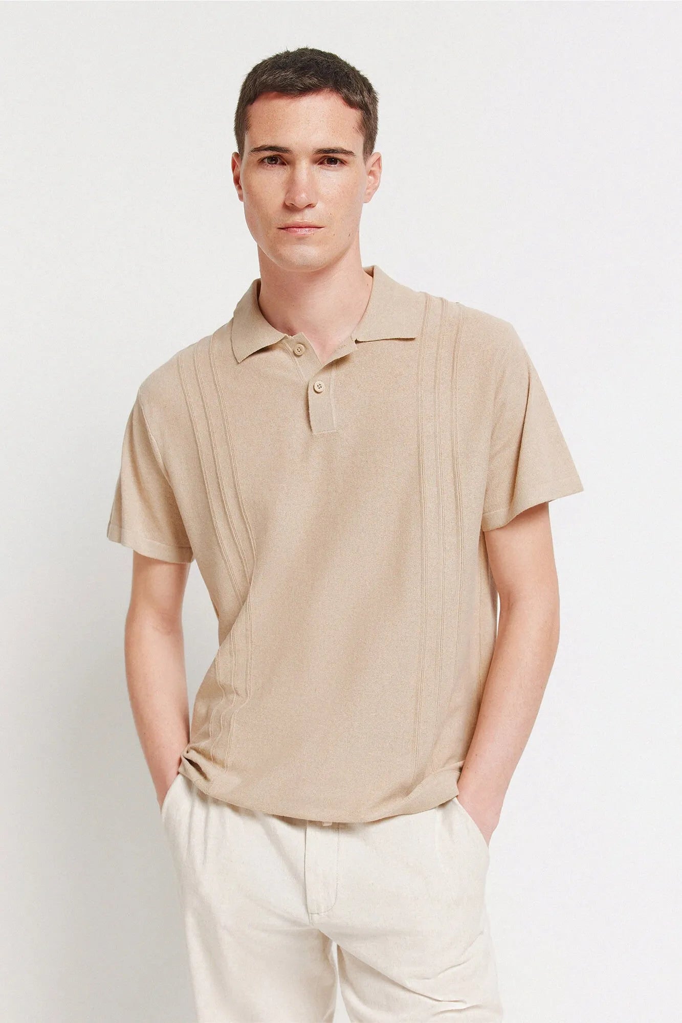 Springfield Brown Men Link Structure Polo Shirt SKU: 1423129_35 Image 01
