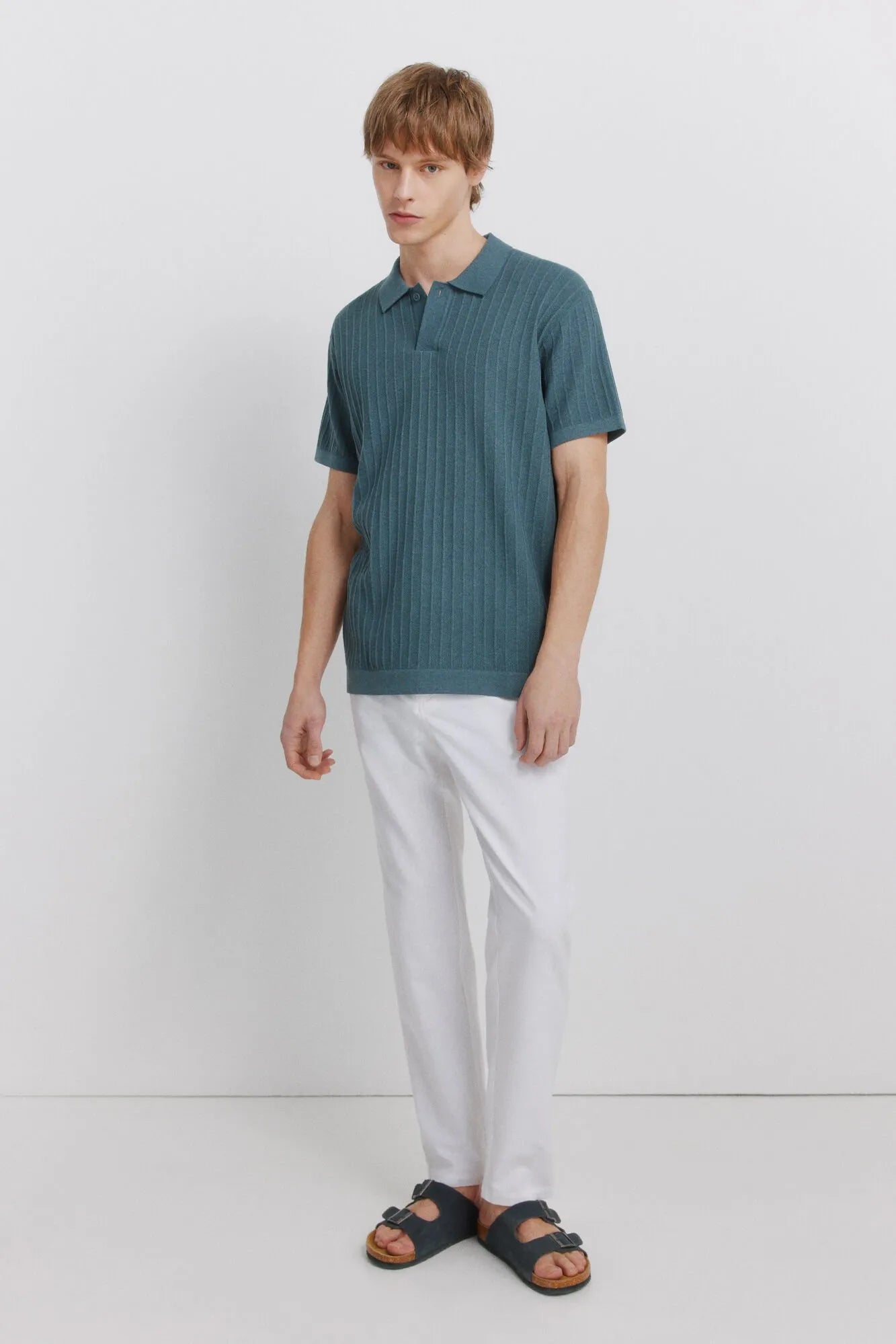 Springfield Blue Men Basic Structured Polo Shirt SKU: 1423138_83 Image 02