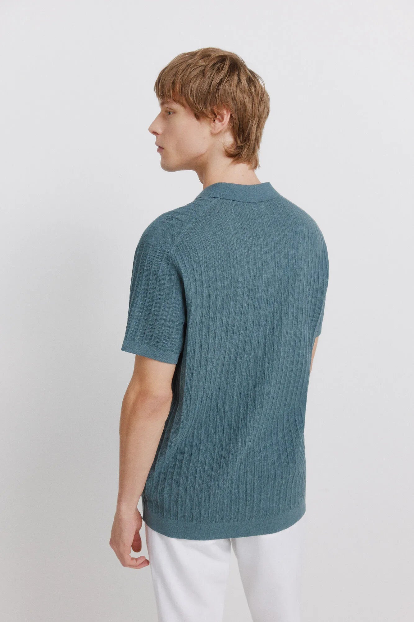Springfield Blue Men Basic Structured Polo Shirt SKU: 1423138_83 Image 04