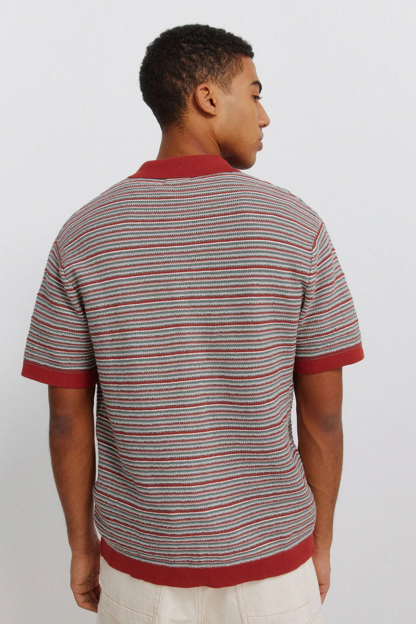 Springfield Orange Men Short Sleeve Link Structure Cardigan SKU: 1423140_65 Image 03