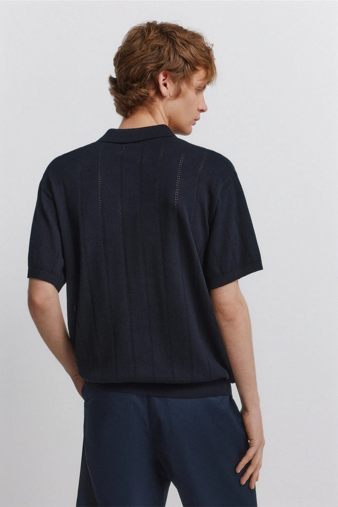 Springfield 0 Men Openwork Detail Polo Shirt SKU: 1423156_11 Image 04