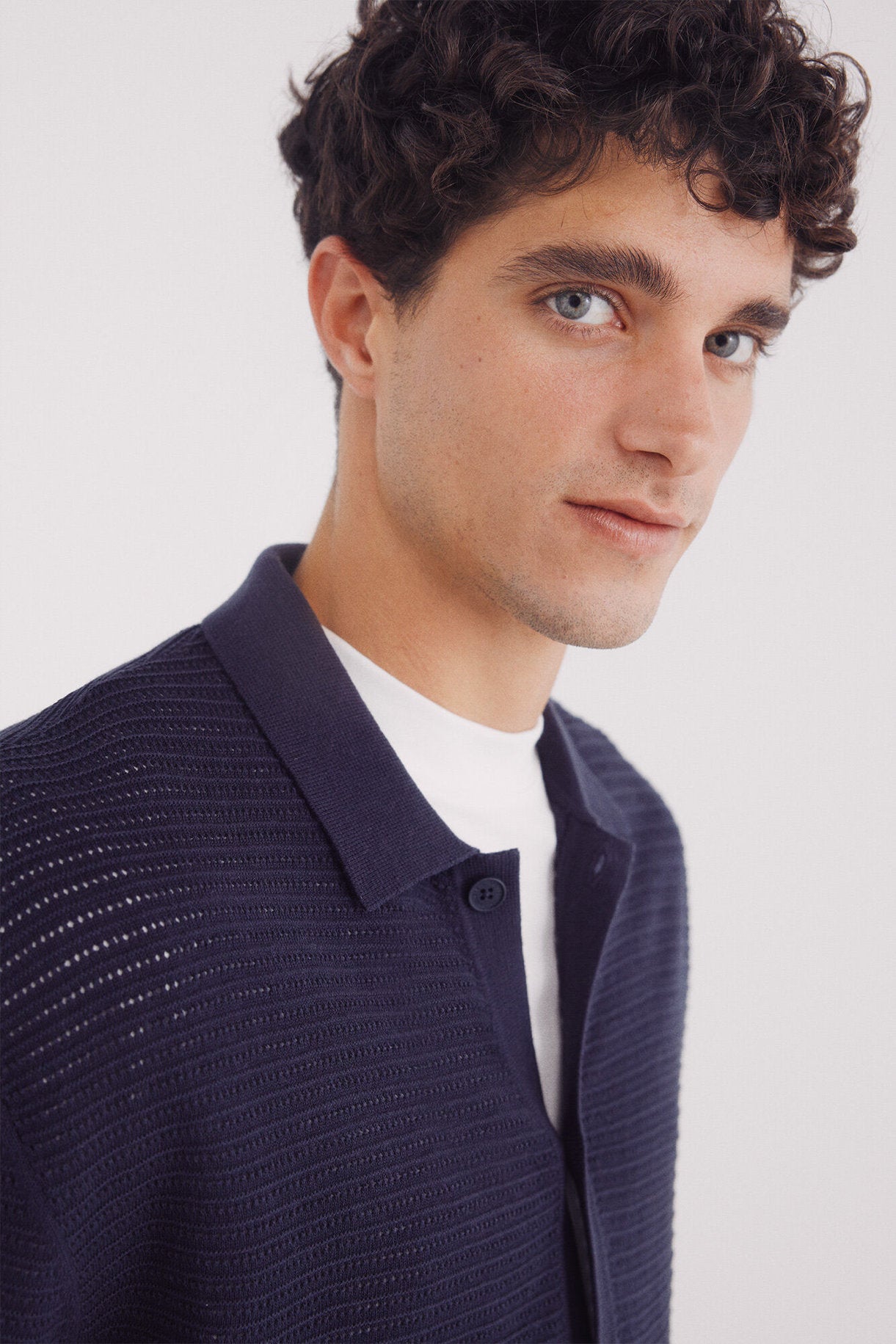 Springfield_Short Sleeve Neck Polo Shirt Neck Cardigan_1429173_11_02
