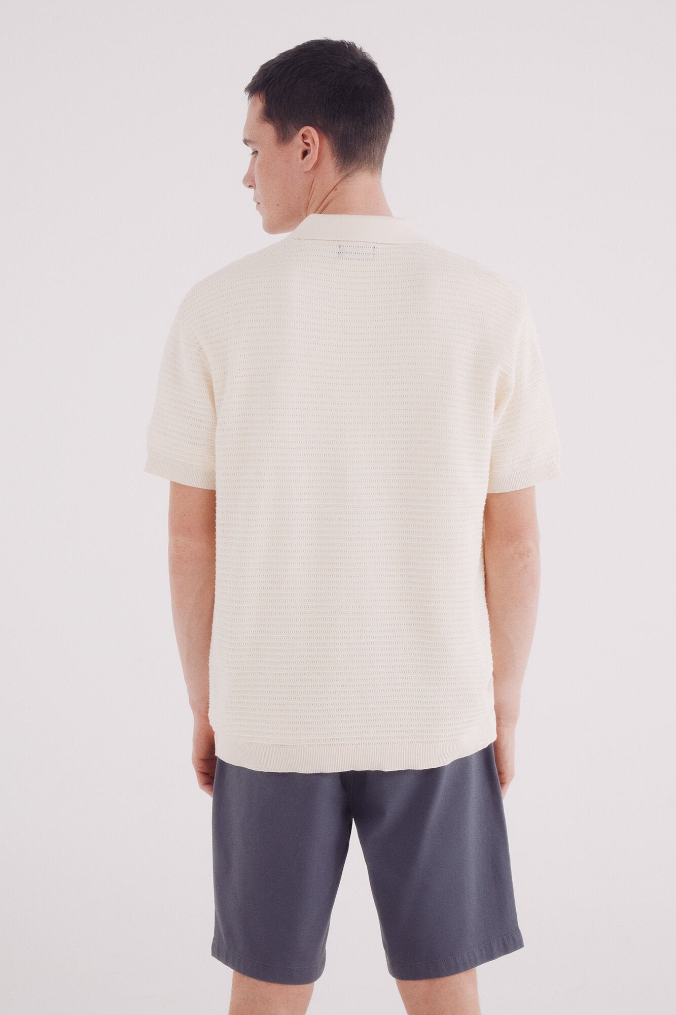 Springfield_Short Sleeve Neck Polo Shirt Neck Cardigan_1429173_97_05