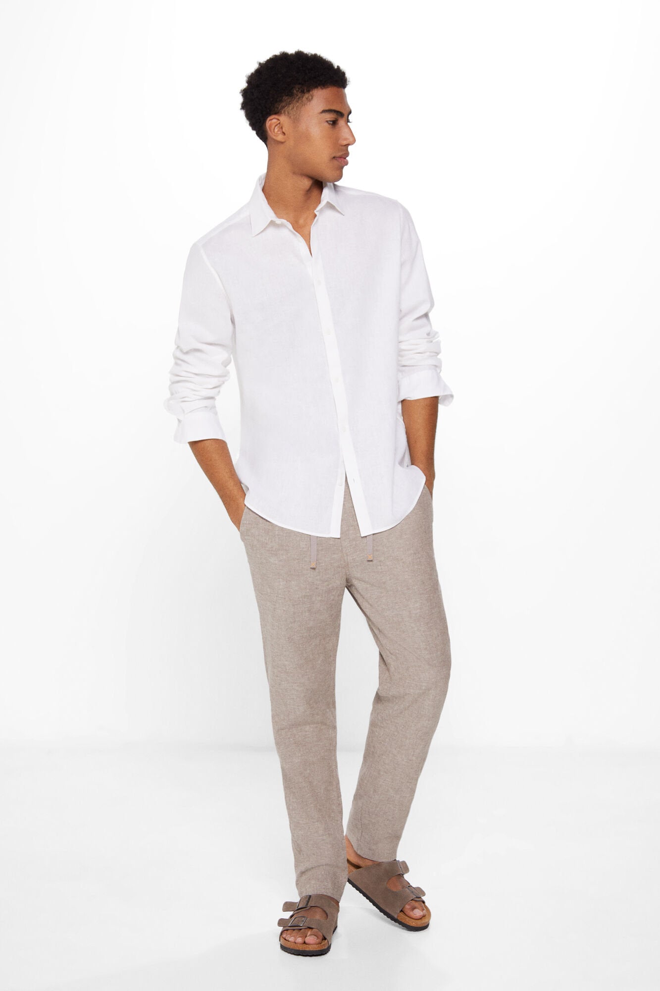 Linen Blend Button Down Shirt_1507731_99_03