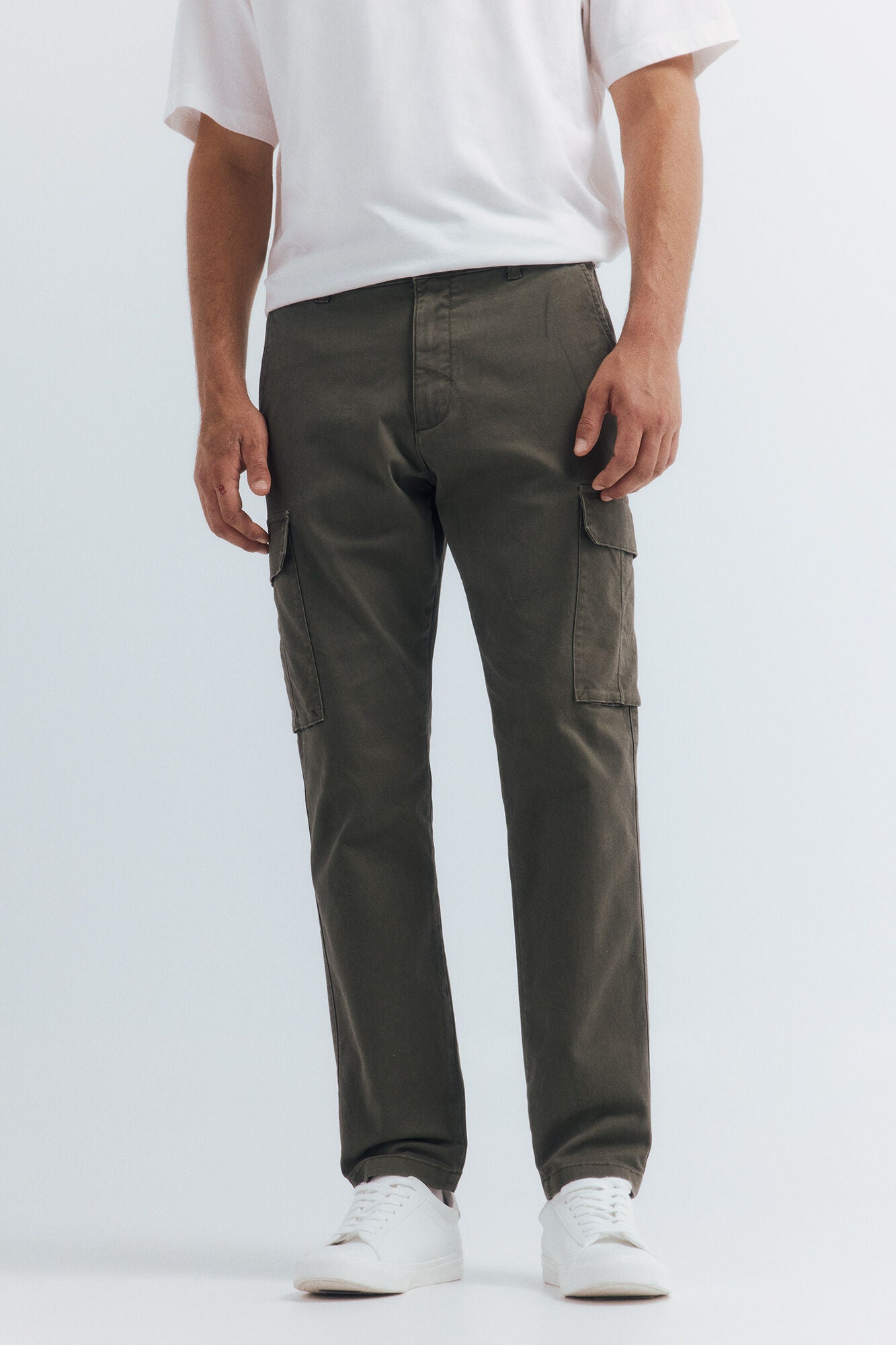 Springfield_Light_Khaki_Slim Fit Cargo Trousers_1552730_93_04