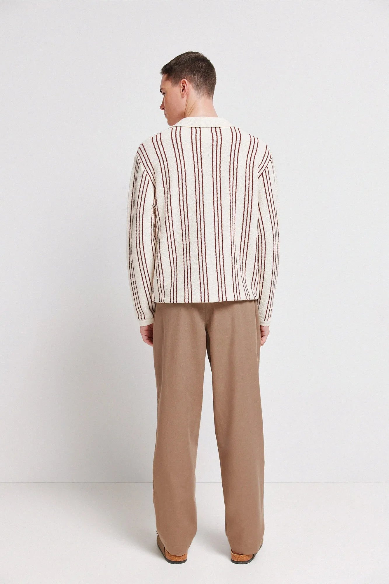 Springfield Brown Men Dobby Straight Fit Trousers SKU: 1553715_35 Image 04