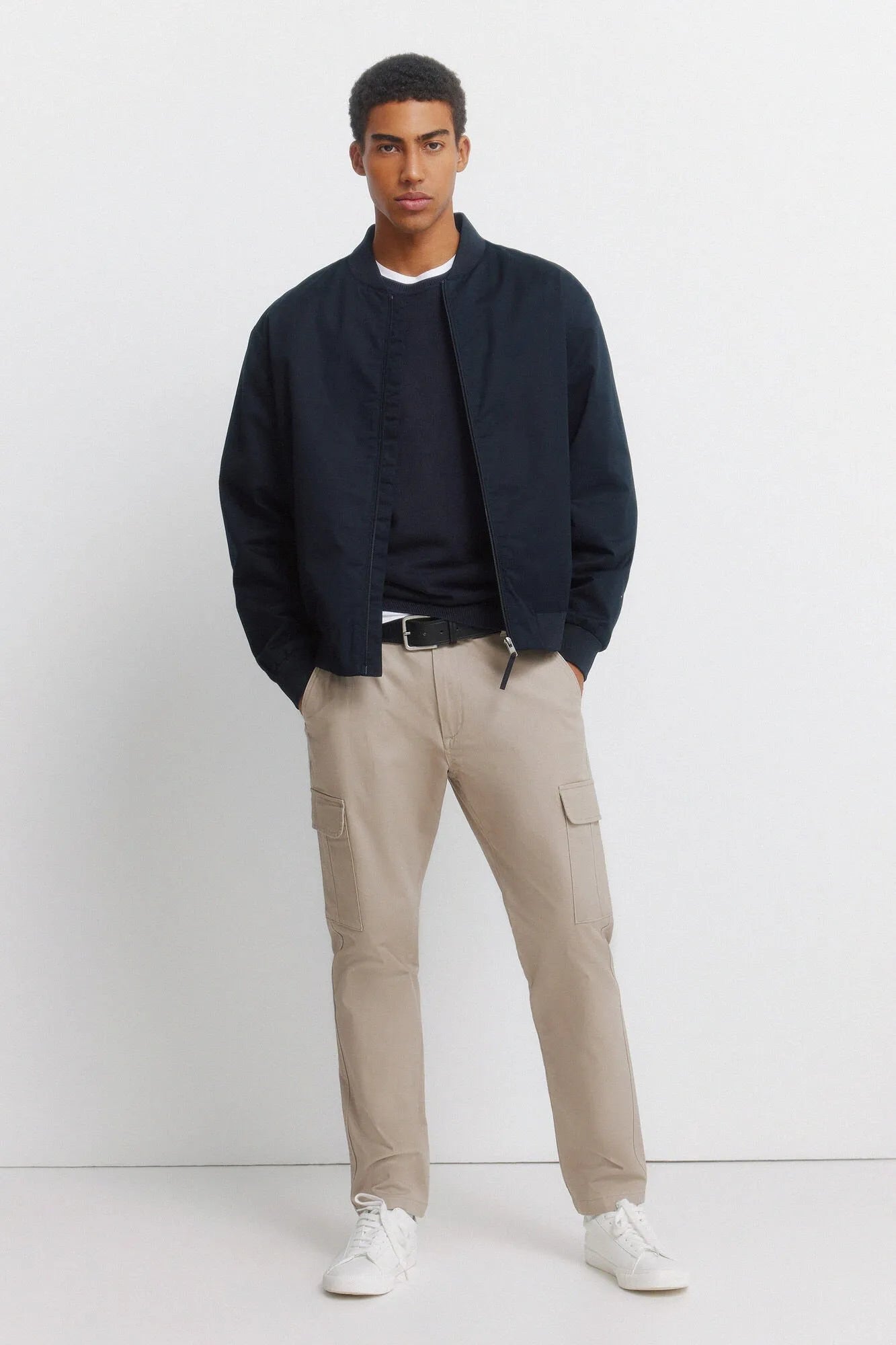 Springfield Beige Men Slim Fit Cargo Comfort Trousers SKU: 1553722_36 Image 01