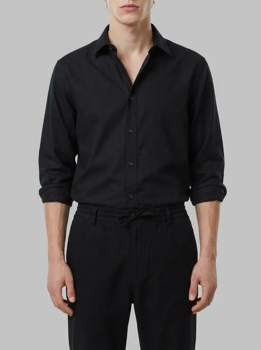 Springfield Black Men Linen Comfort Fit Chinos SKU: 1553735_01 Image 00