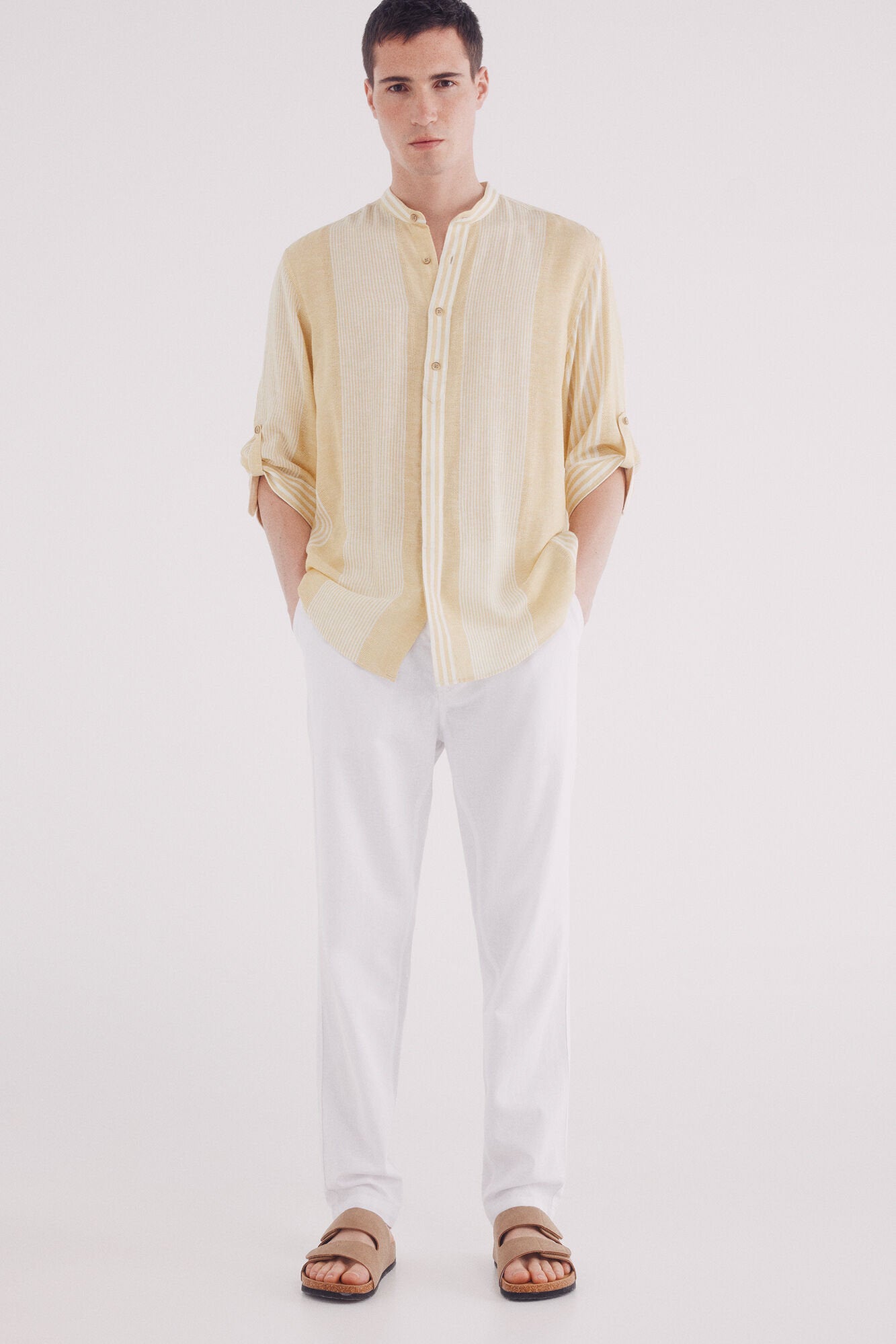 Springfield_Slim Fit Linen Chinos Trousers_1559348_99_04