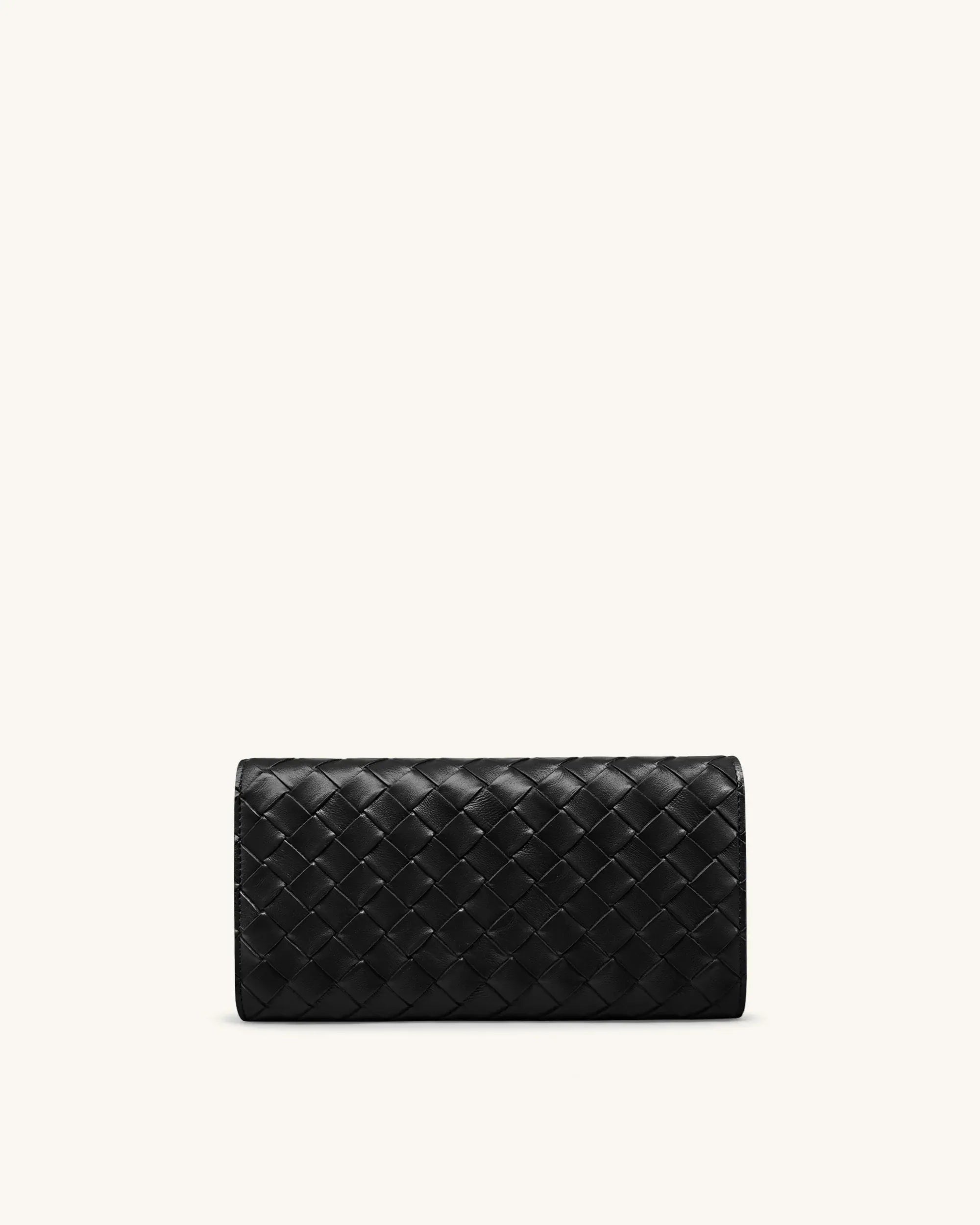 JW PEI Black Women Woven Texture Flap Wallet SKU: 156-12_Black Image 04